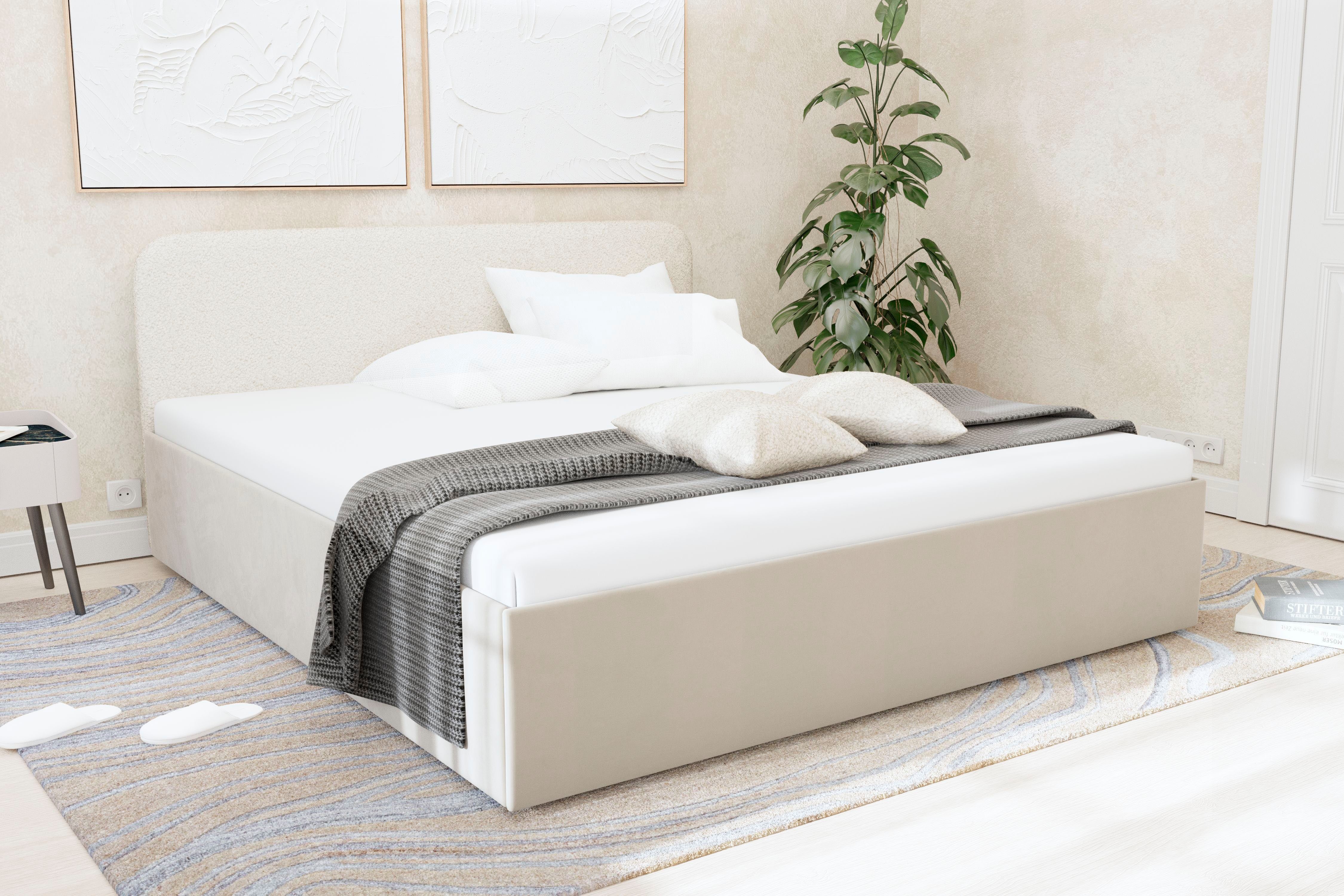 Westfalia Polsterbetten Gestoffeerd bed Shawn bed verkrijgbaar in twee verschillende hoogtes bedden maat 210 cm x 42 cm beige