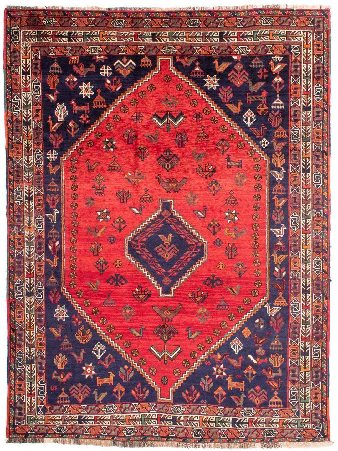 morgenland Wollen kleed Shiraz medaillon rosso 277 x 210 cm Uniek exemplaar met certificaat