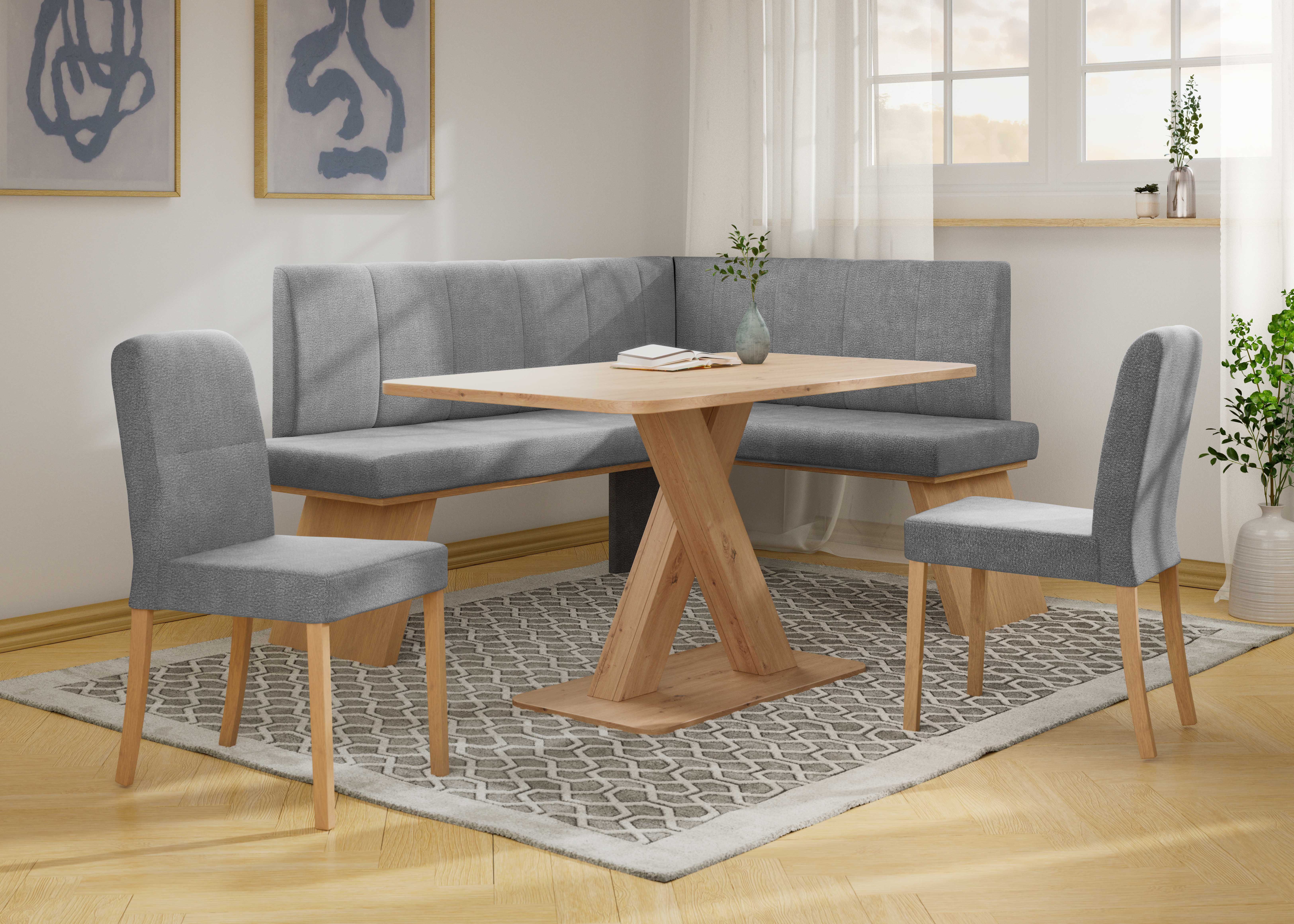 Home affaire Eethoek Nina Eetkamer zitgroep stoelen tafel en bank comfortabel gepolsterd (4-delig)