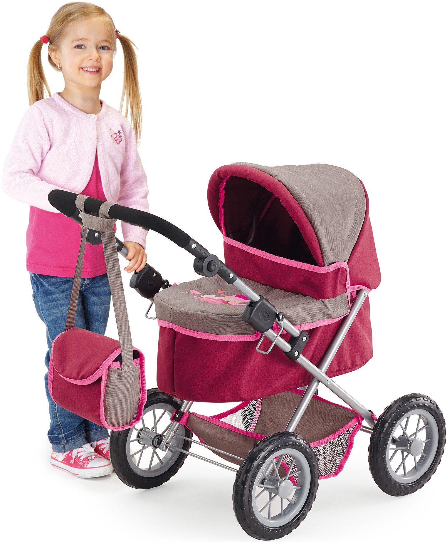 Bayer Poppenwagen Trendy, rood/bruin