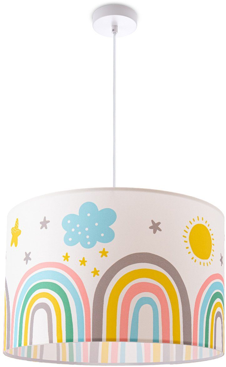 Paco Home Hanglamp Tweet 462 Lamp kinderkamer plafondlamp regenboog zon wolken sterren E27