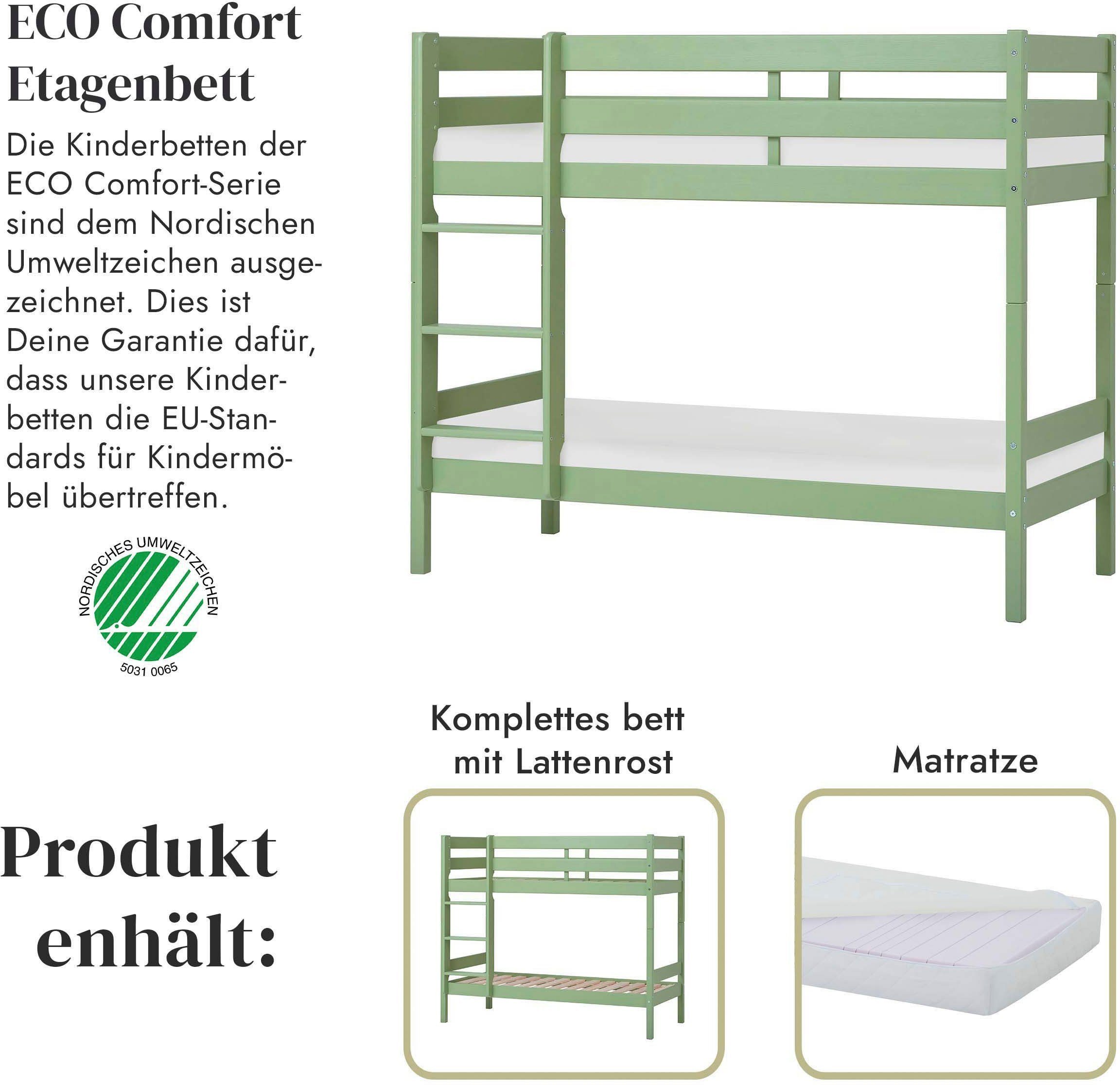 Hoppekids Stapelbed Eco comfort kinderbed 90x200 of 70x160 van massief hout in 4 kleuren