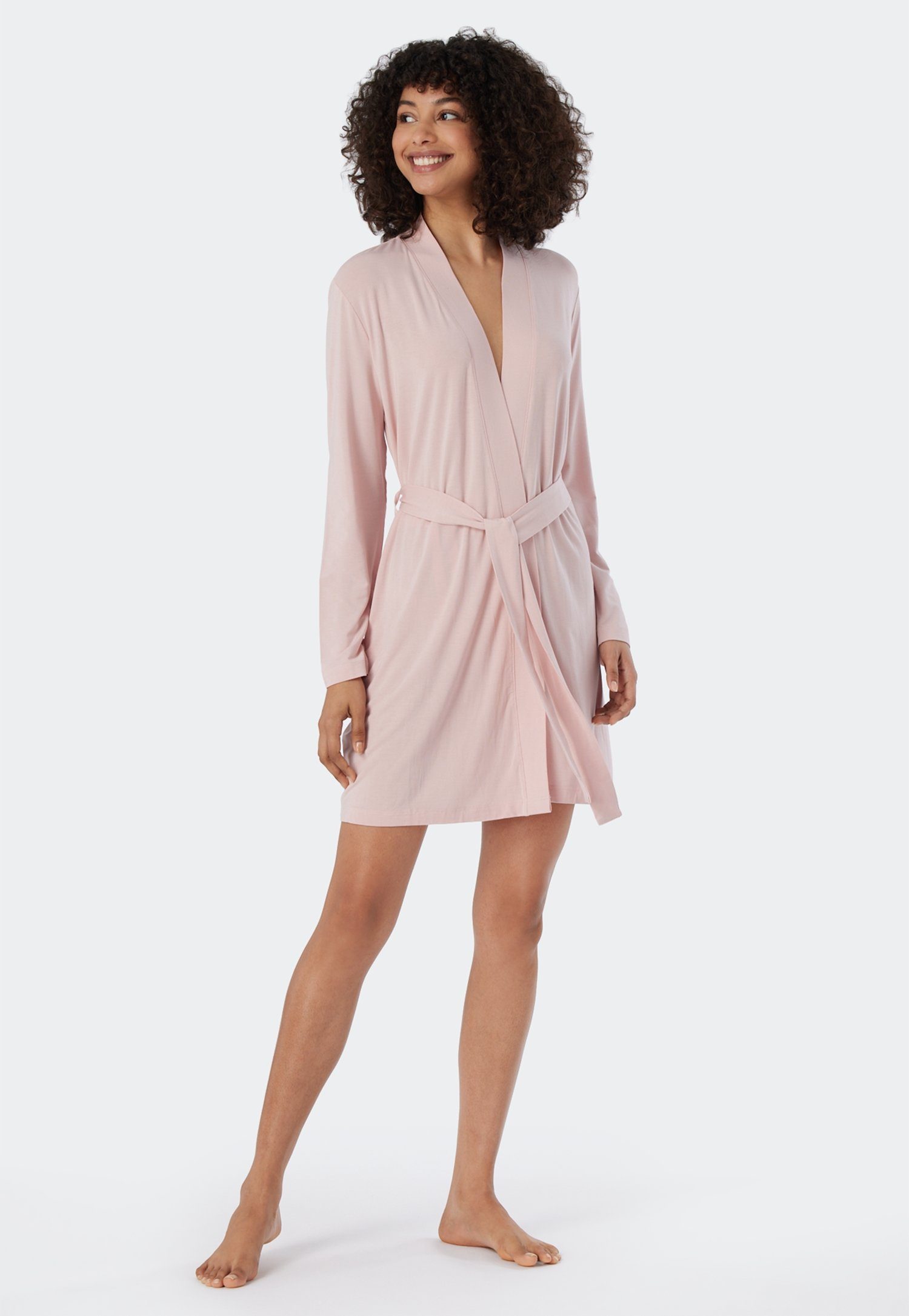Schiesser Ochtendjas Essentials met kimono-snit met subtiele glans