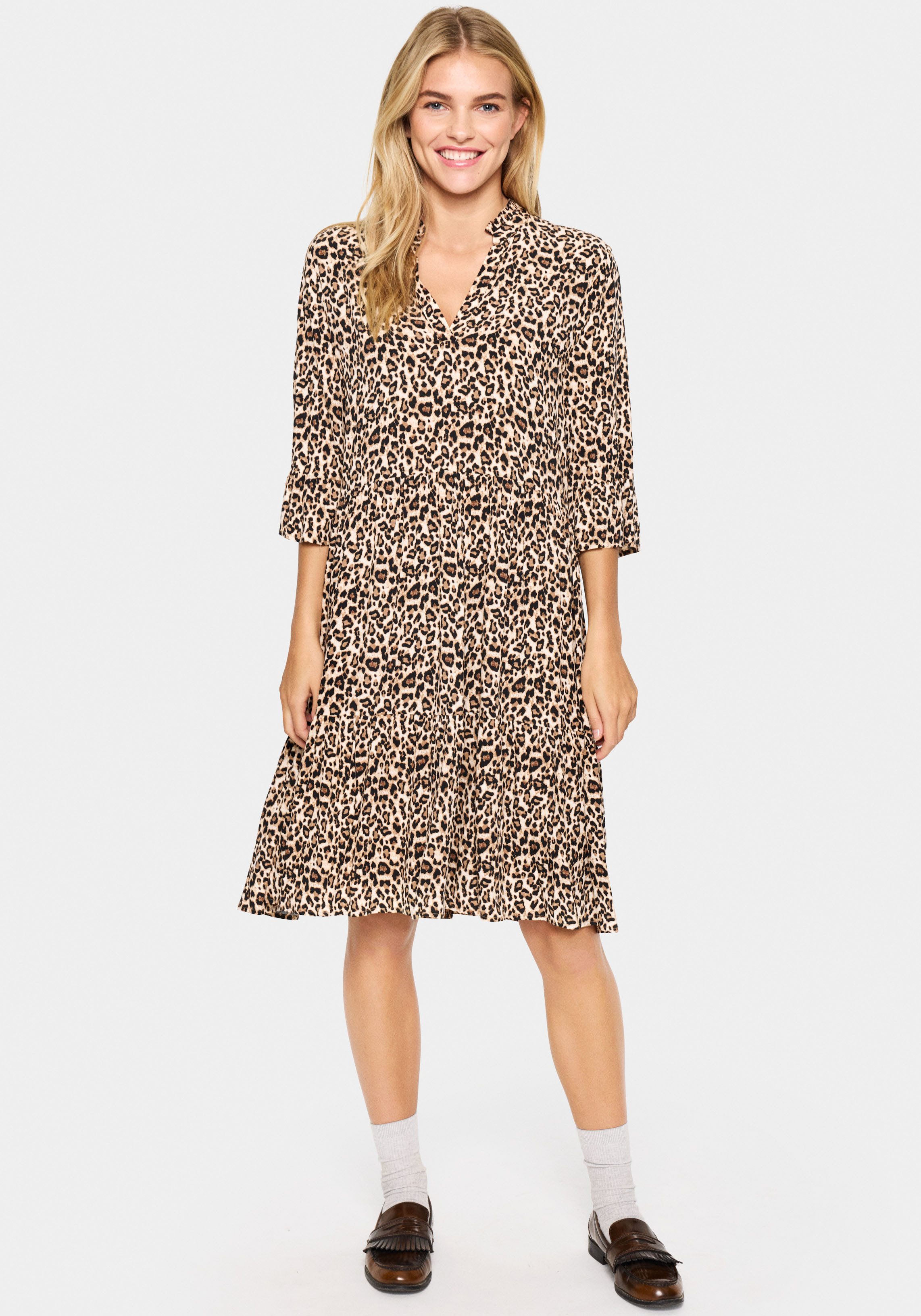 Saint Tropez Blousejurk EdaSZ dress met volants en 3/4 mouwen