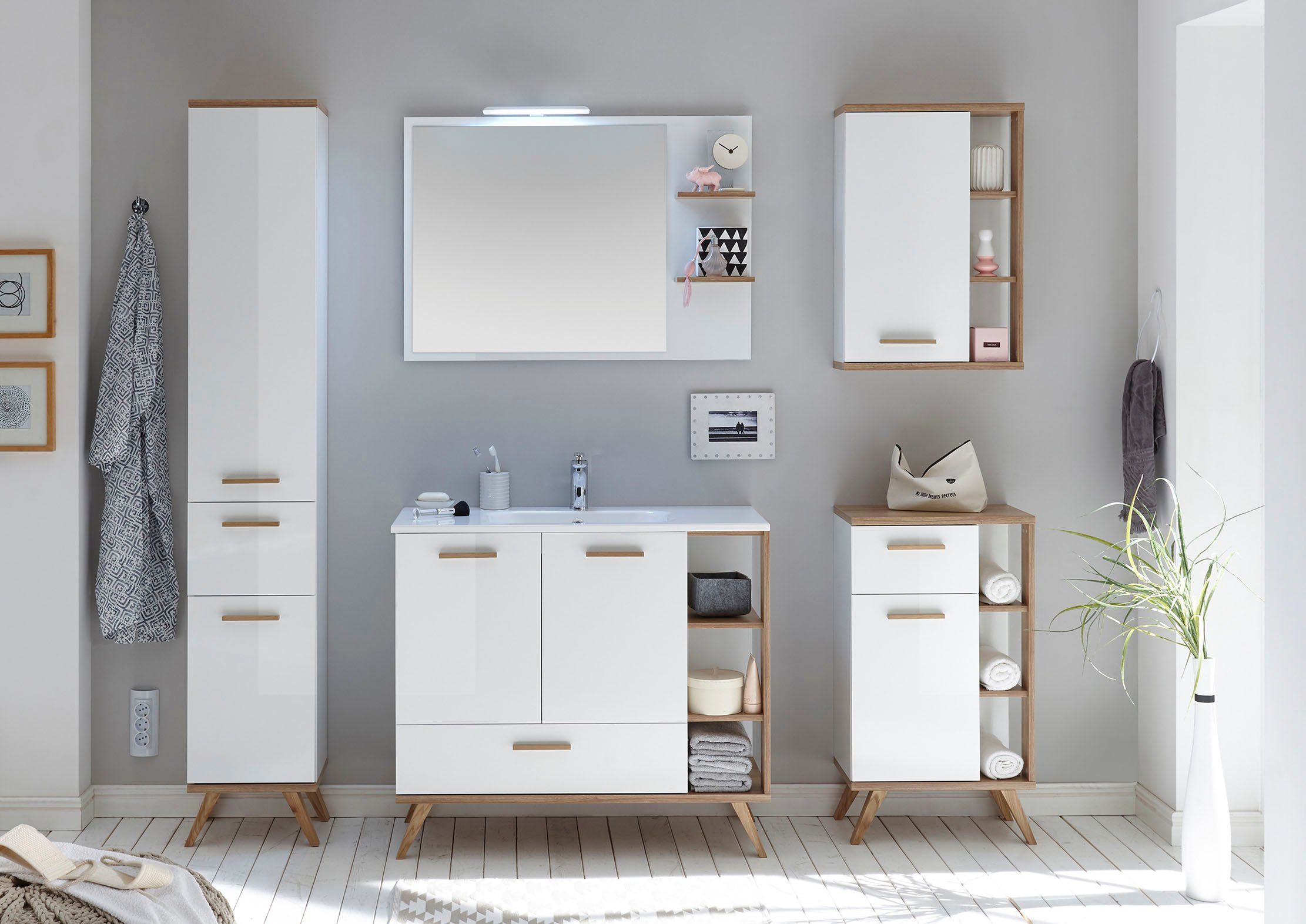 Saphir Wastafelonderkast Quickset mineraalmarmeren wastafel met onderkast, 101 cm breed
