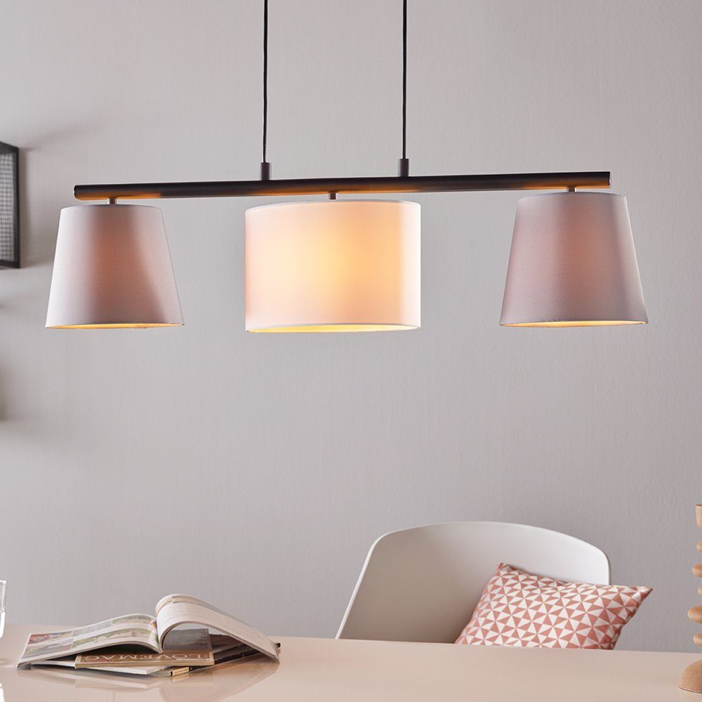 EGLO Hanglamp ALMEIDA 1 zwart / l86 x h110 x b25,5 cm / excl. 3x e14 (elk max. 25 w) / stof