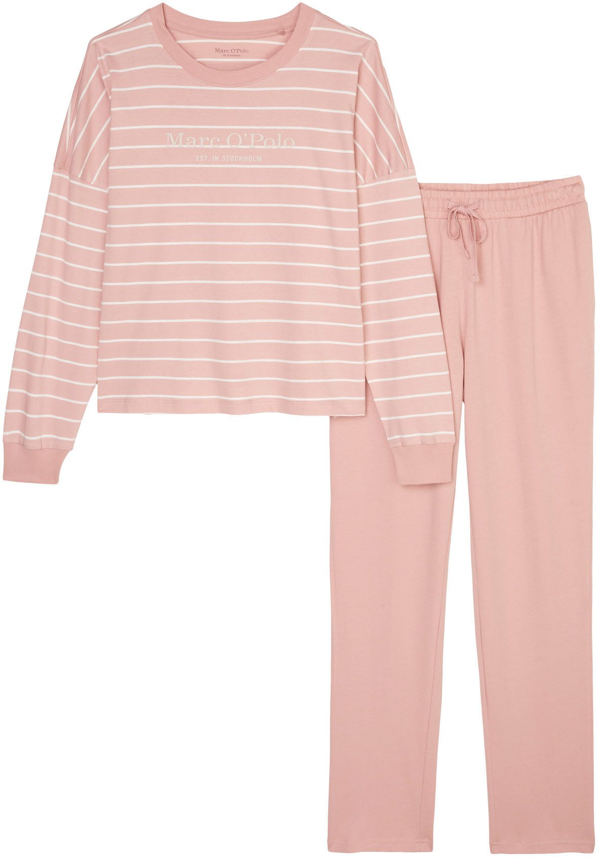 Marc O'Polo Pyjama Mix & Match Cotton-Woven met bovenstuk in streepoptiek (set 2-delig)