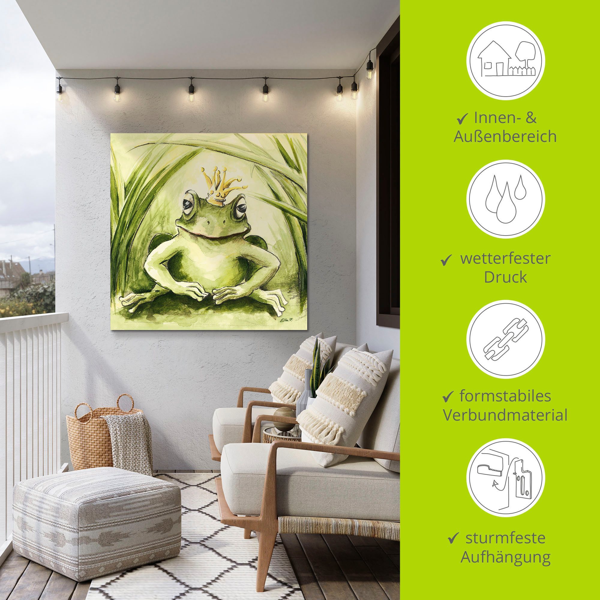 Artland Artprint Kleine kikker als artprint van aluminium, artprint voor buiten, artprint op linnen, poster in verschillende maten. maten