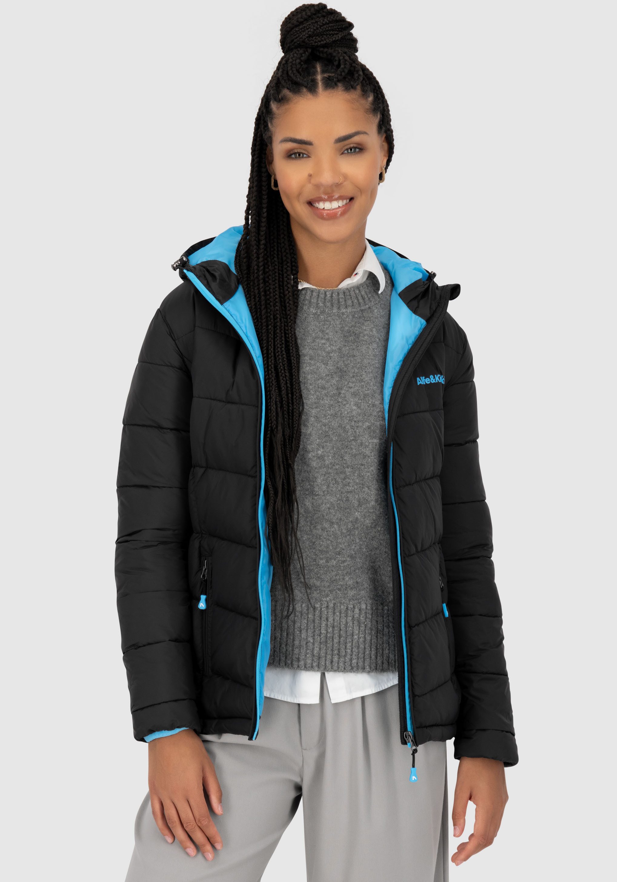 Alife & Kickin Gewatteerde jas AndriaAK lichte getailleerde tussenjas met brede stiksels en capuchon