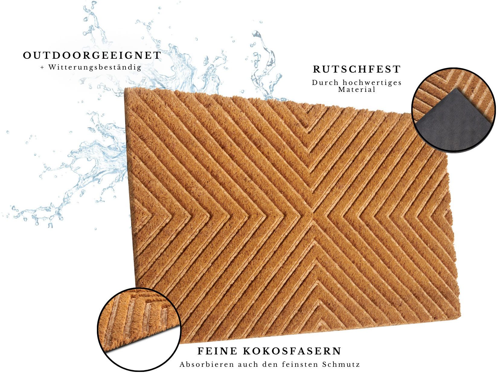HANSE Home Mat Mix Mats Kokos Geometric, deurmat Slijtvast, onderhoudsvriendelijk, robuust, weerbestendig, UV-bestendig