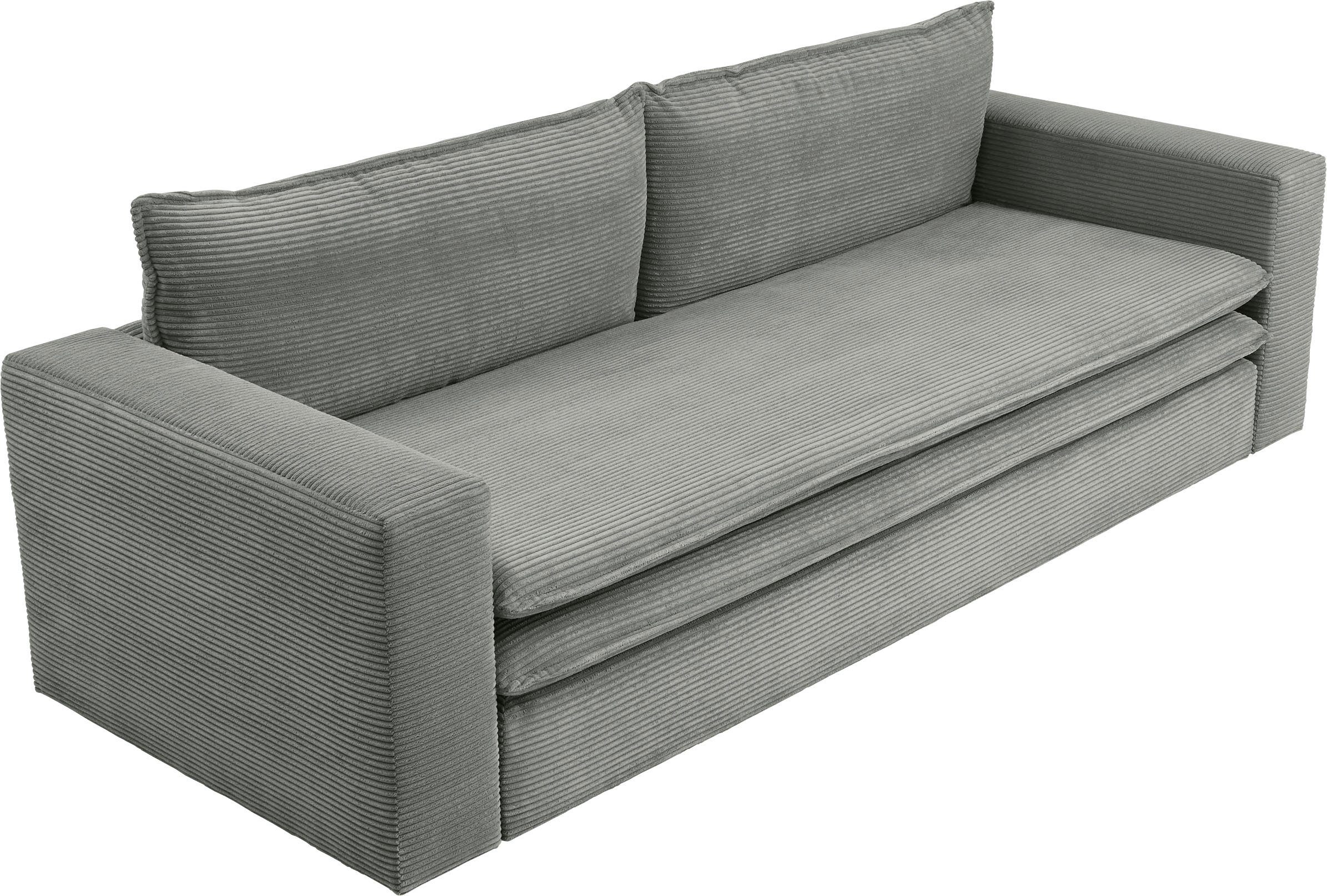 Places of Style 3-zitsbank PIAGGE Cord-bekleding - met slaapfunctie en bedkist, met praktische topmatras