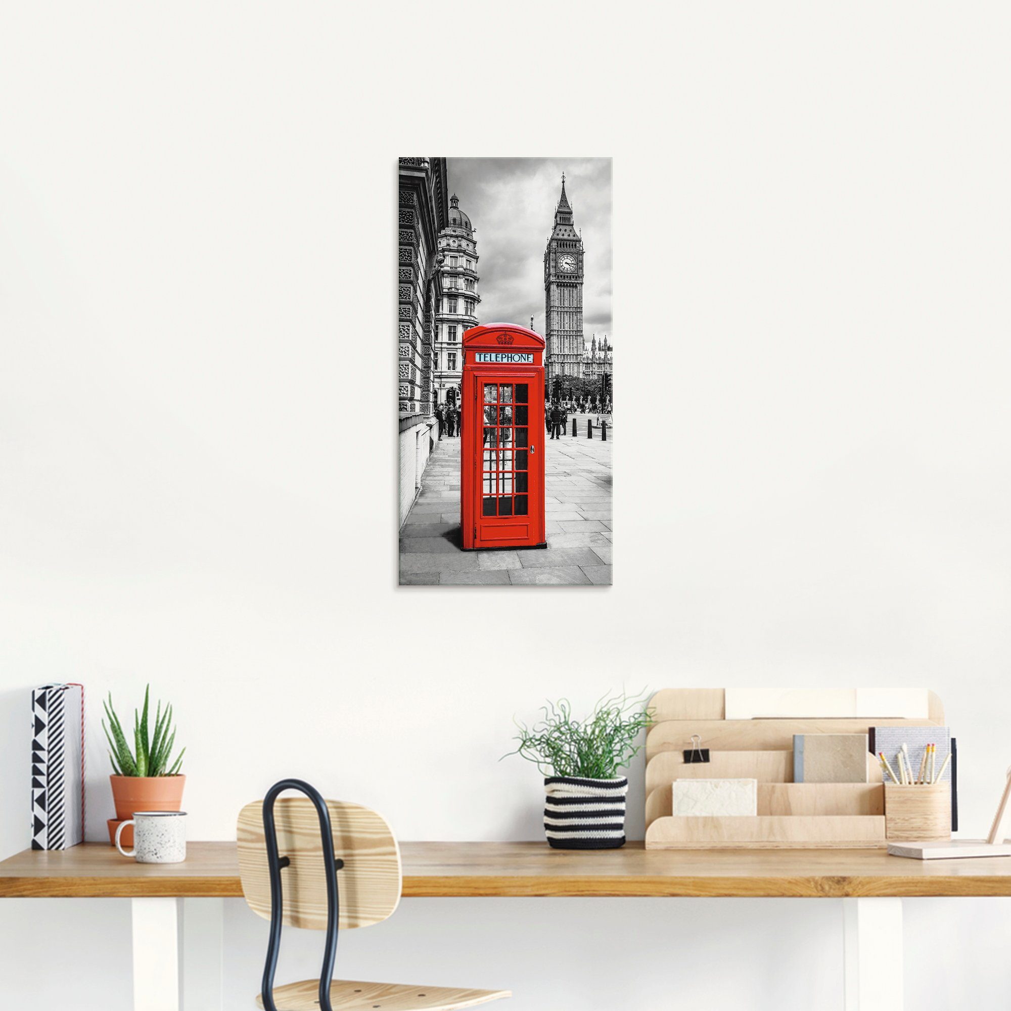 Artland Print op glas London telefooncel I in verschillende maten