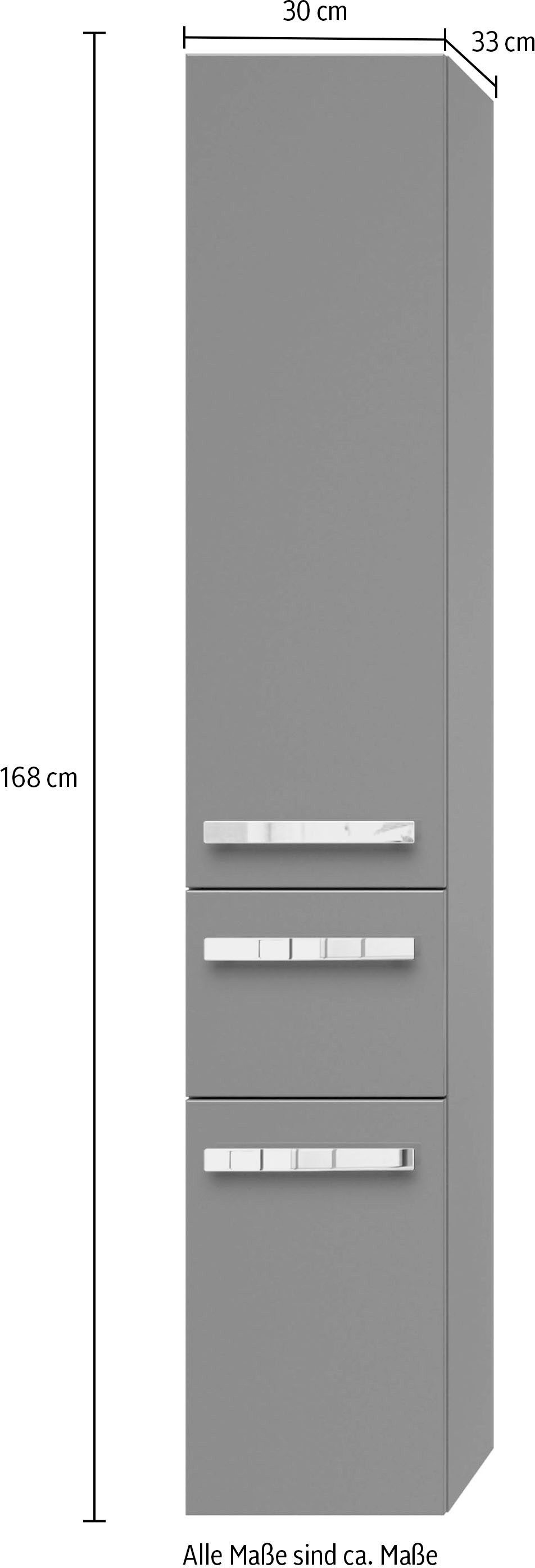 Saphir Hoge kast Serie 4005 badkamerkast 30 cm breed, met 2 deuren en 1 lade