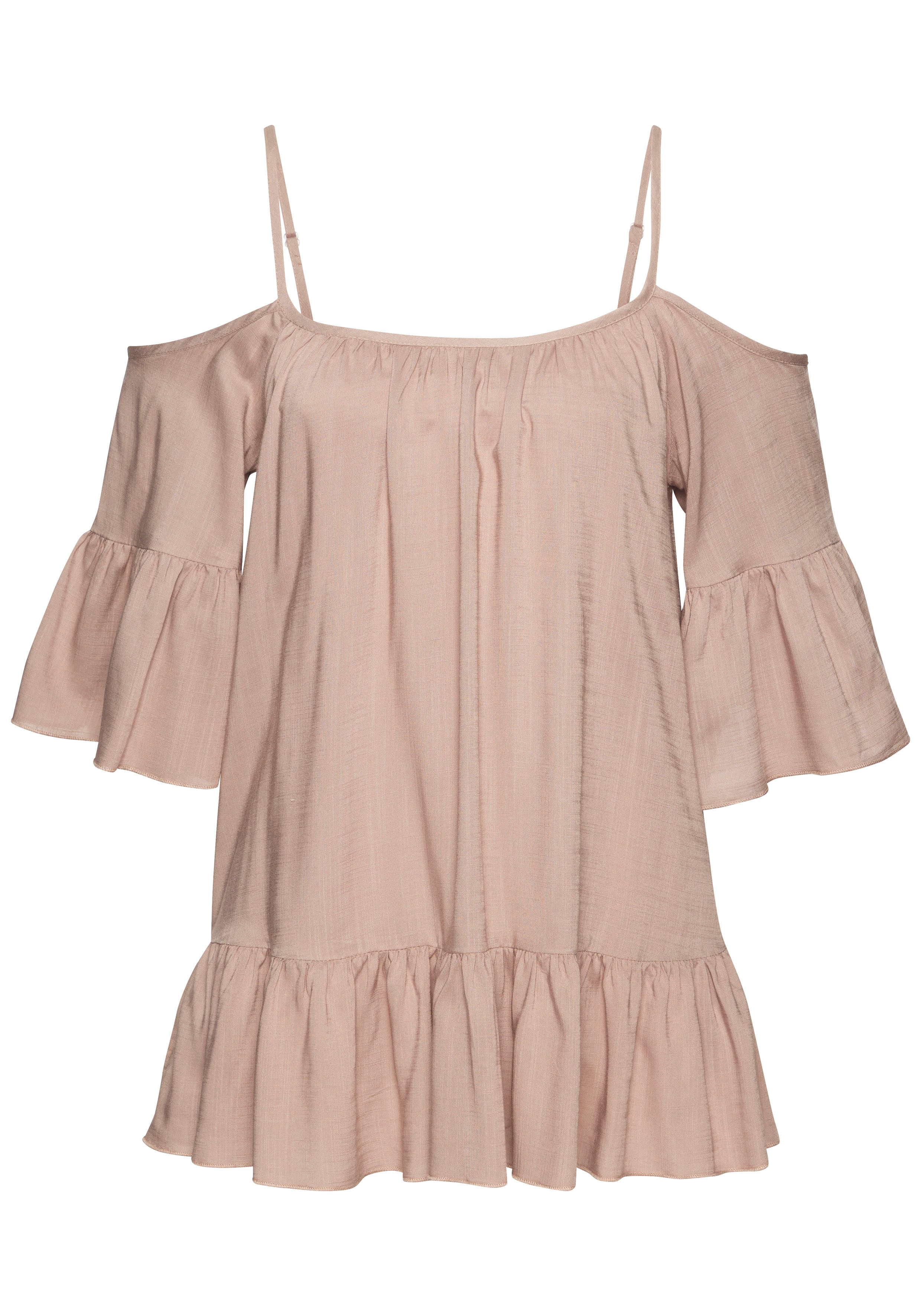 Buffalo Blouse zonder sluiting van geweven viscose damesblouse met volants korte mouw blouse