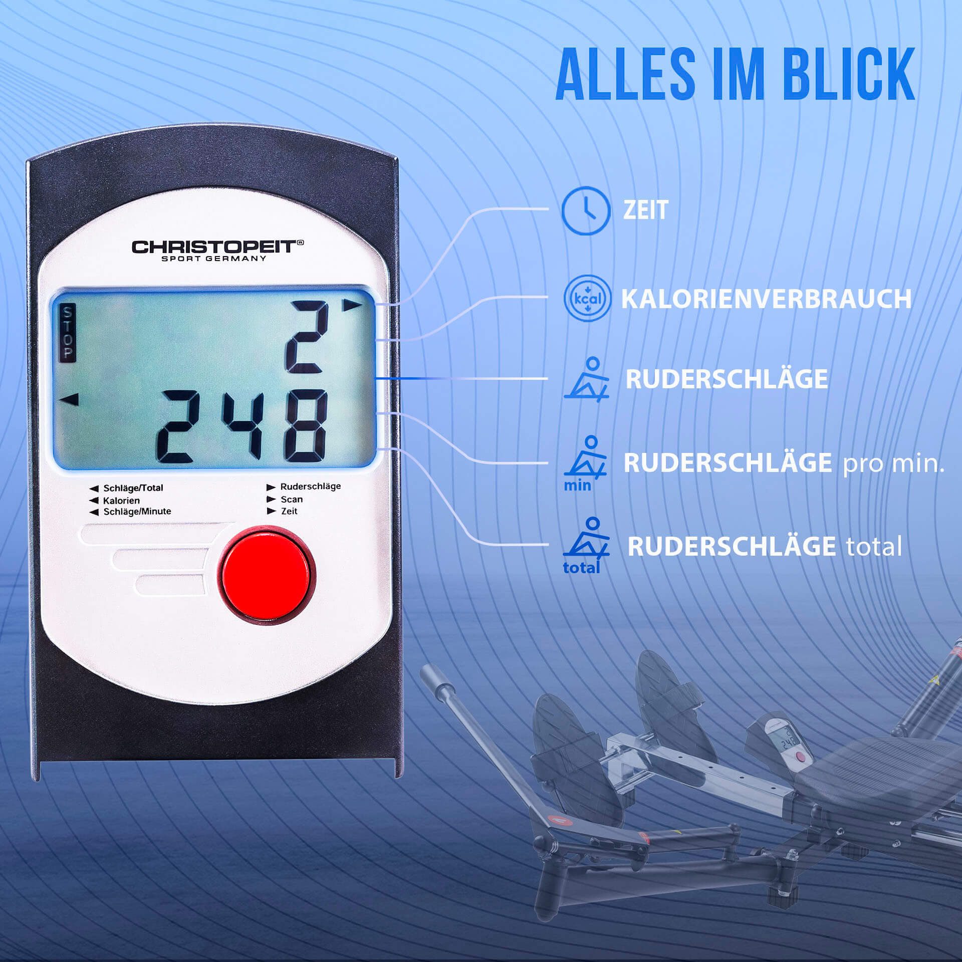 Christopeit Sport® Roeitrainer Accord NIEUW Roeimachine, 12 weerstandsniveaus, hydraulisch