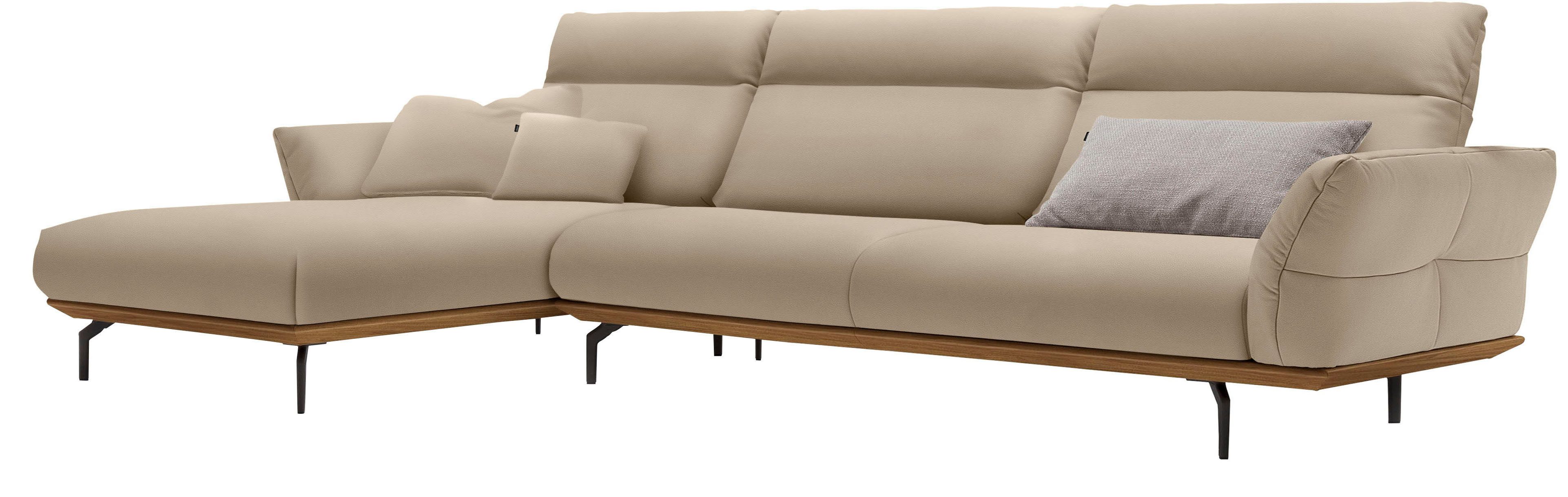 Creation BY ROLF BENZ Hoekbank Hs.460 Sokkel in walnotenhout, onderstel in umbra grijs, breedte 338 cm