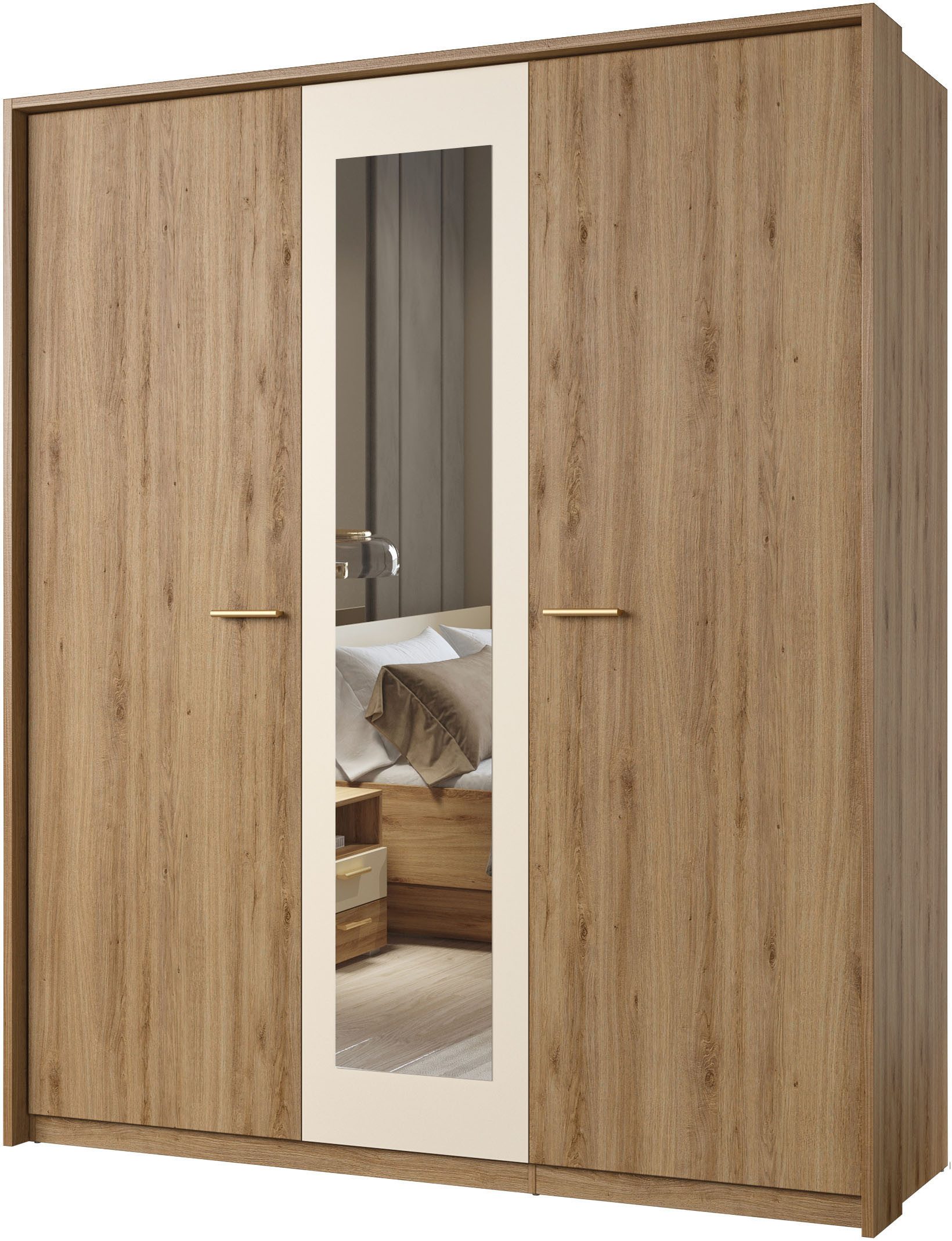 Home affaire Draaideurkast Bitry, linnenkast incl. complete binneninrichting Kledingkast, verstelbare planken 22 mm dik, mooie houtlook