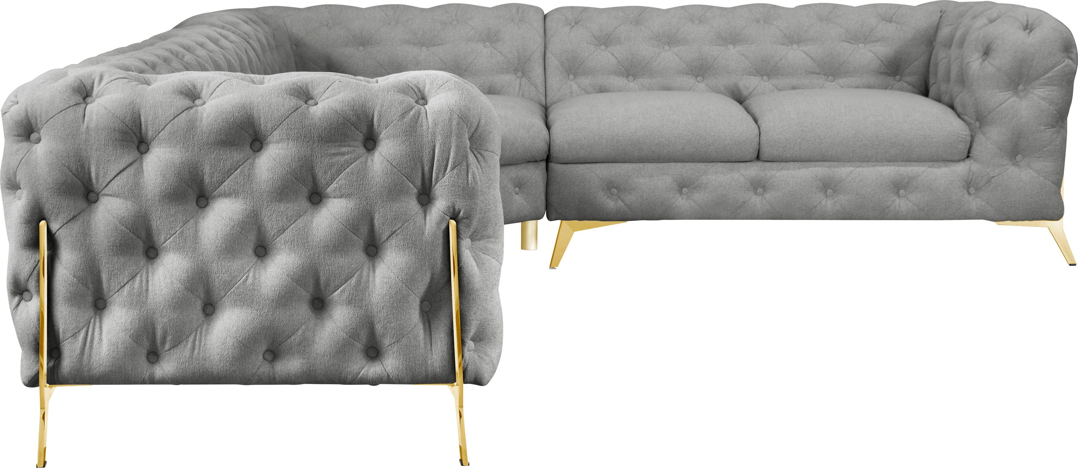 Leonique Chesterfield-bank Amaury L-vorm grote hoekbank, chesterfield-look, breedte 323 cm, kleur van de poten ter keuze