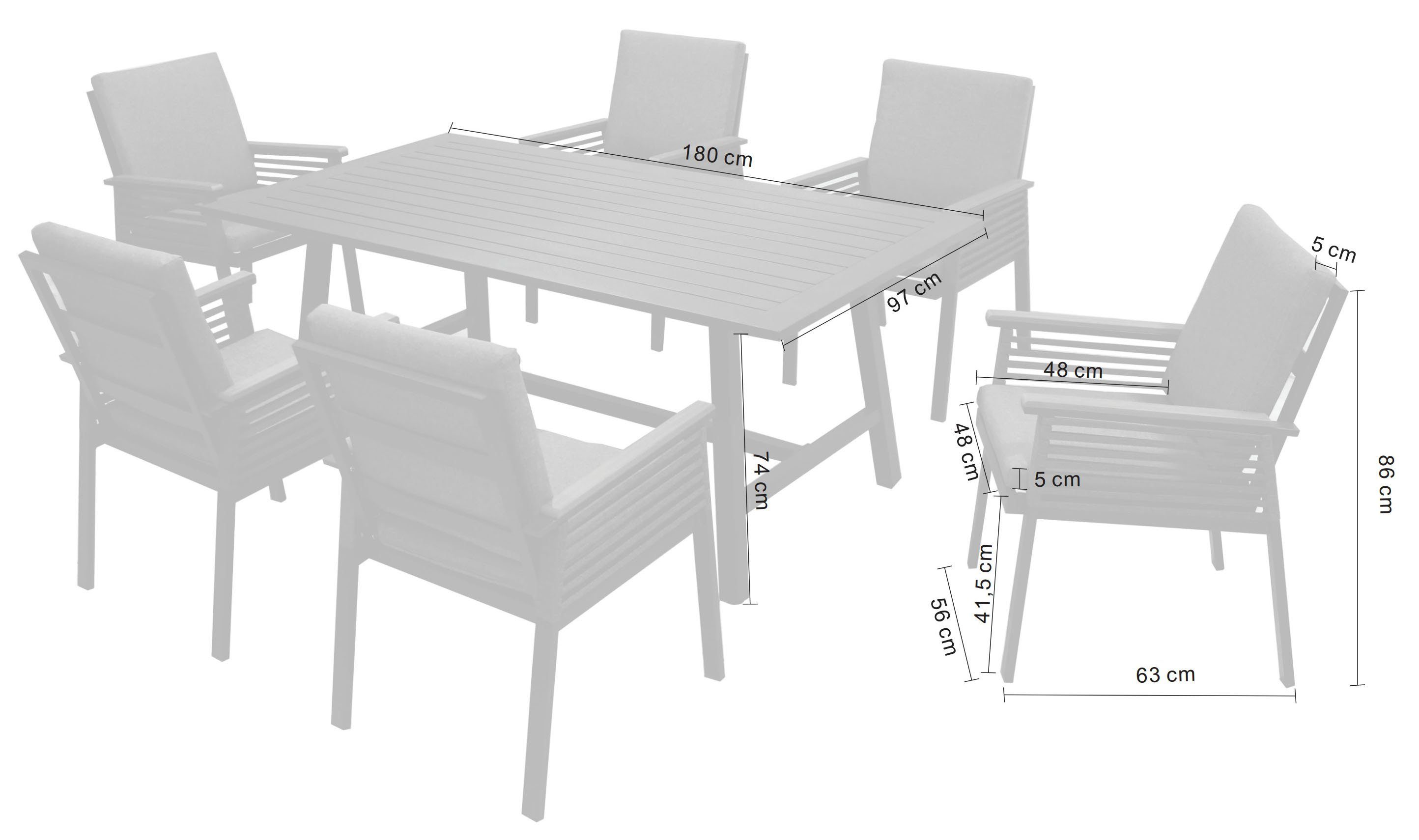 KONIFERA Tuin-eethoek Edessa, TOPSELLER! Tafelblad van aluminium latten, armleuning met touwraster & Nonwood latten (set, 19-delig)