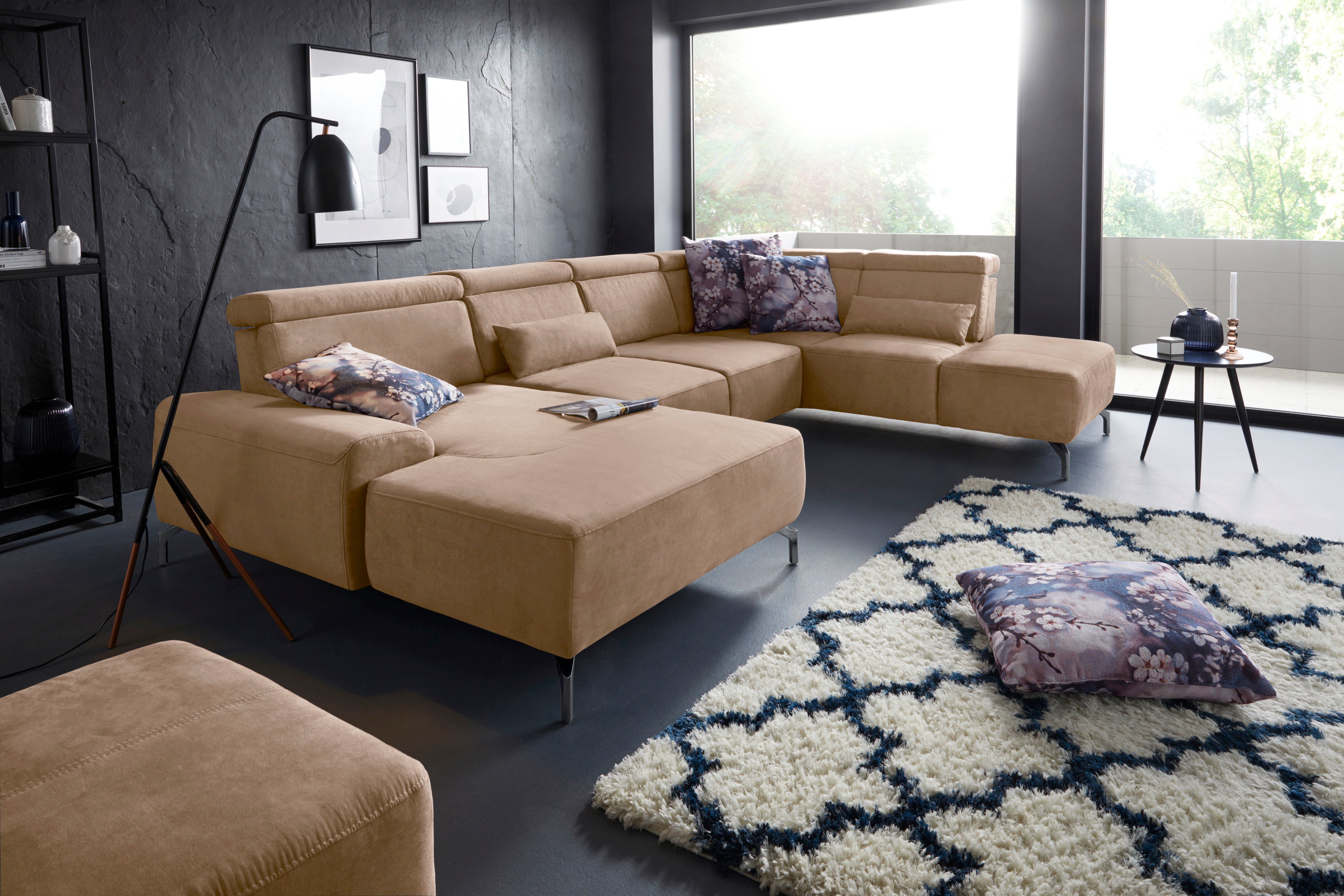 sit&more Zithoek Gizeh U-vorm 15 cm poothoogte, inclusief zitdiepteverstelling en verstelbare hoofdsteun