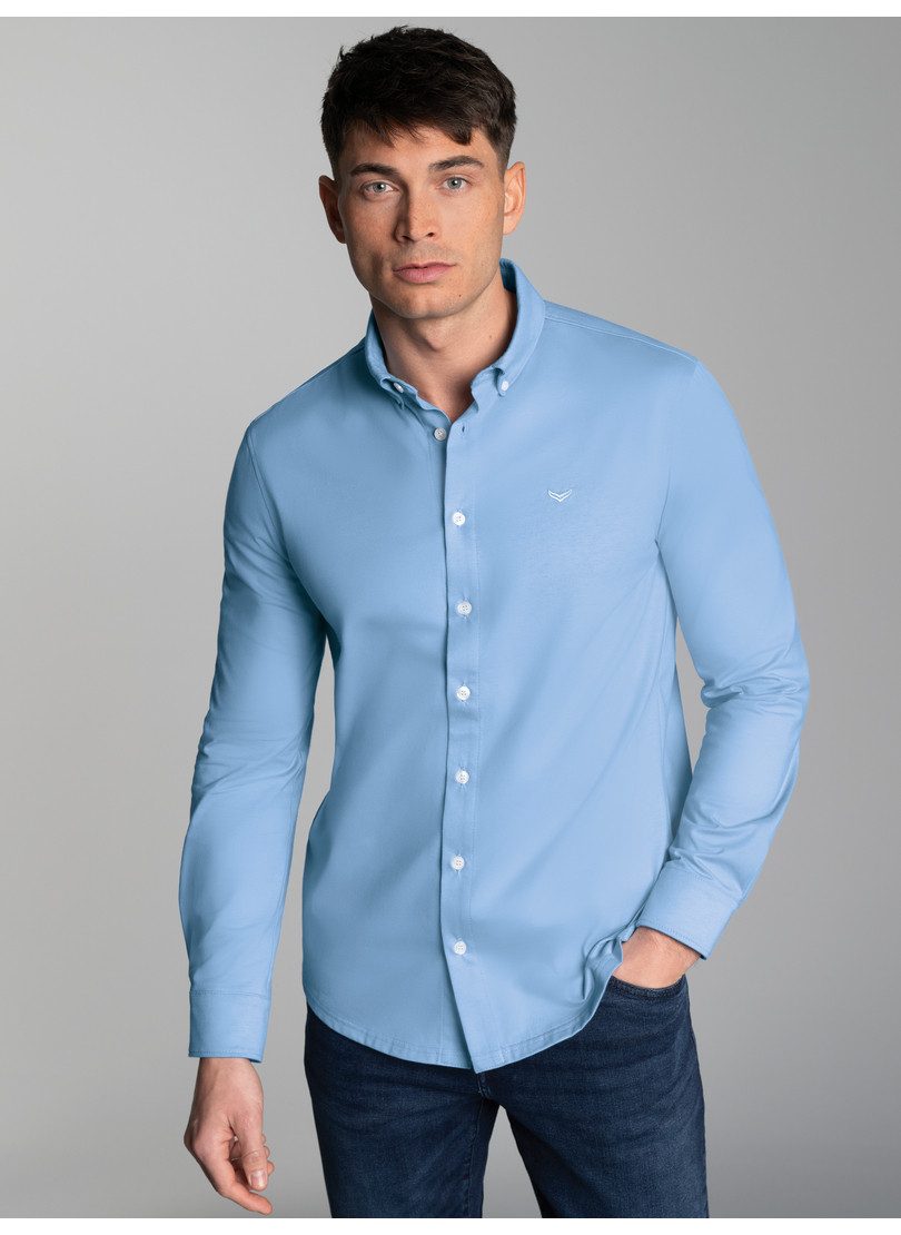Trigema Poloshirt TRIGEMA business overhemd van DELUXE single jersey (1-delig) heren t-shirts maat XL blauw