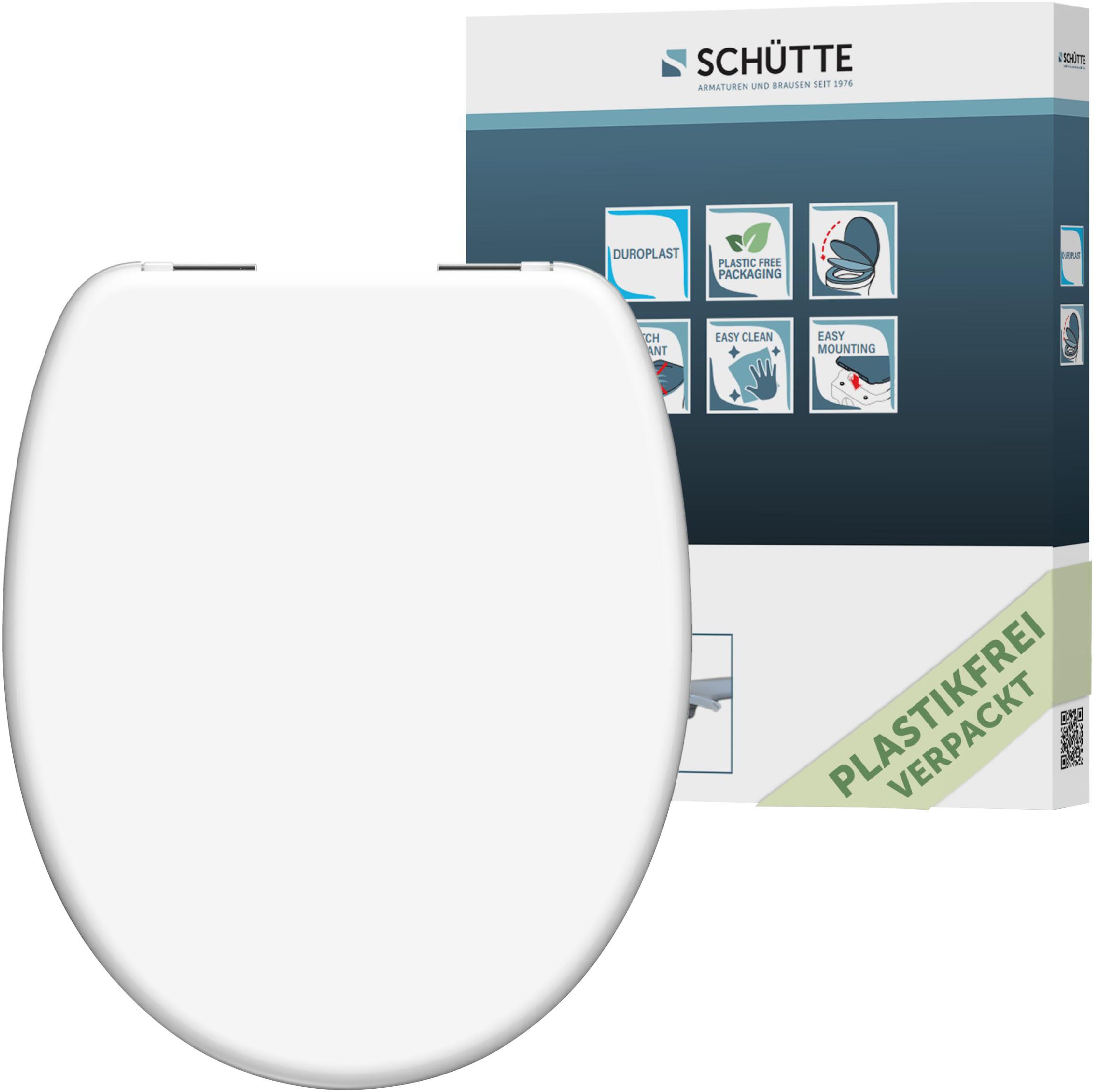 Schütte Toiletzitting White Duroplast, met soft-closemechanisme wc-brillen wit