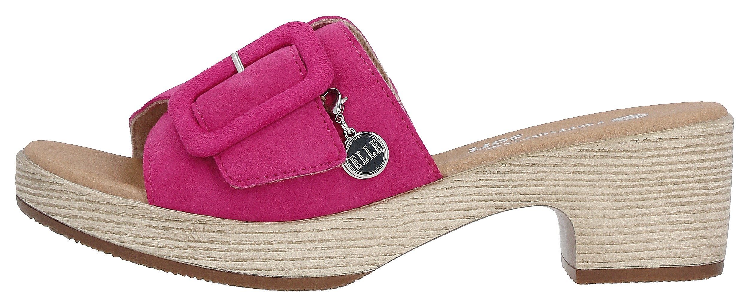 Remonte Slippers ELLE-Collection blokhak, zomerschoen, slippers, decoratieve gesp, elle-collectie