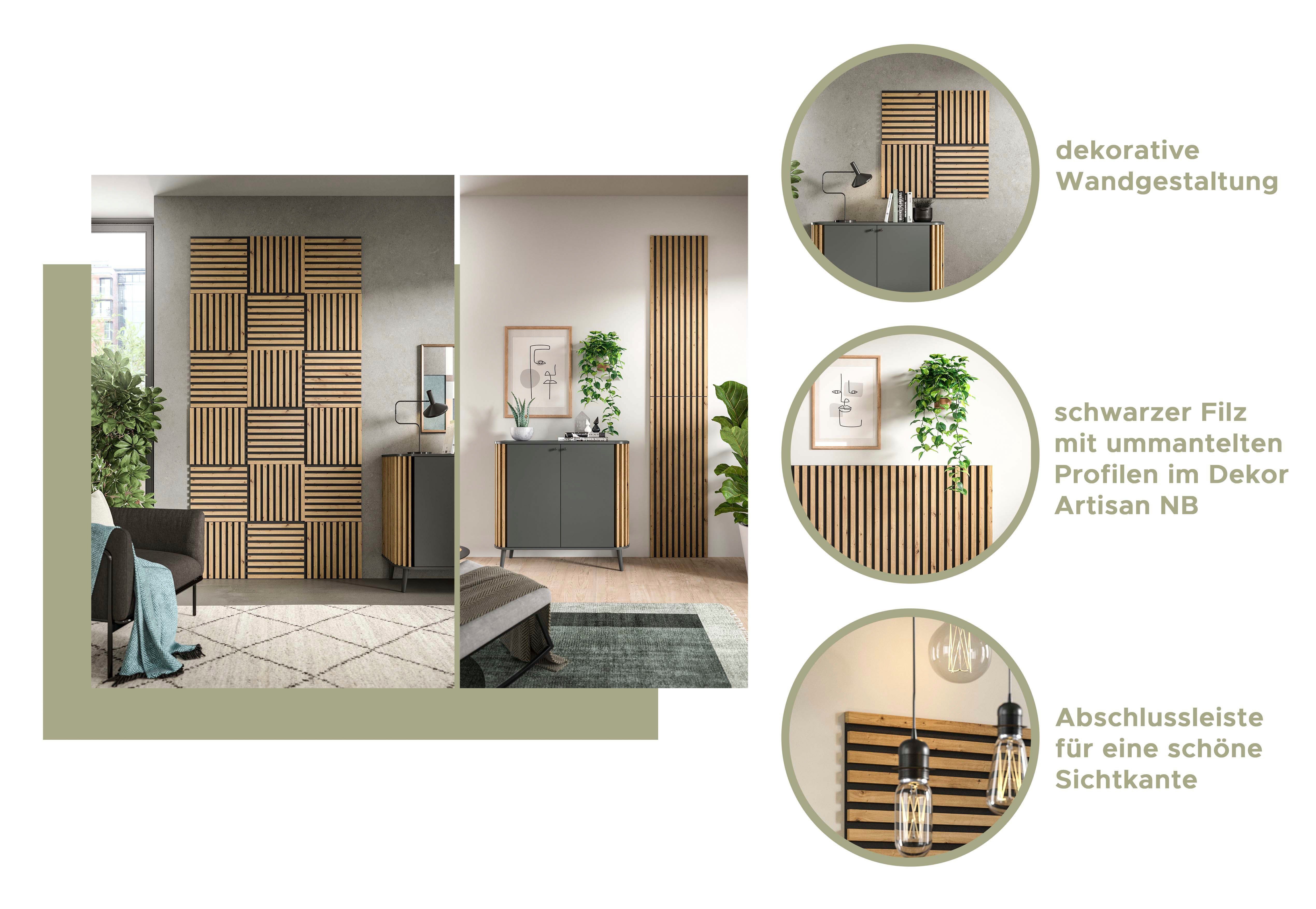 INOSIGN Wandpaneel Silencio, 4-delige set, vierkant elk 40 x 40 cm, inclusief 4 afwerkingslijsten (4-delig)