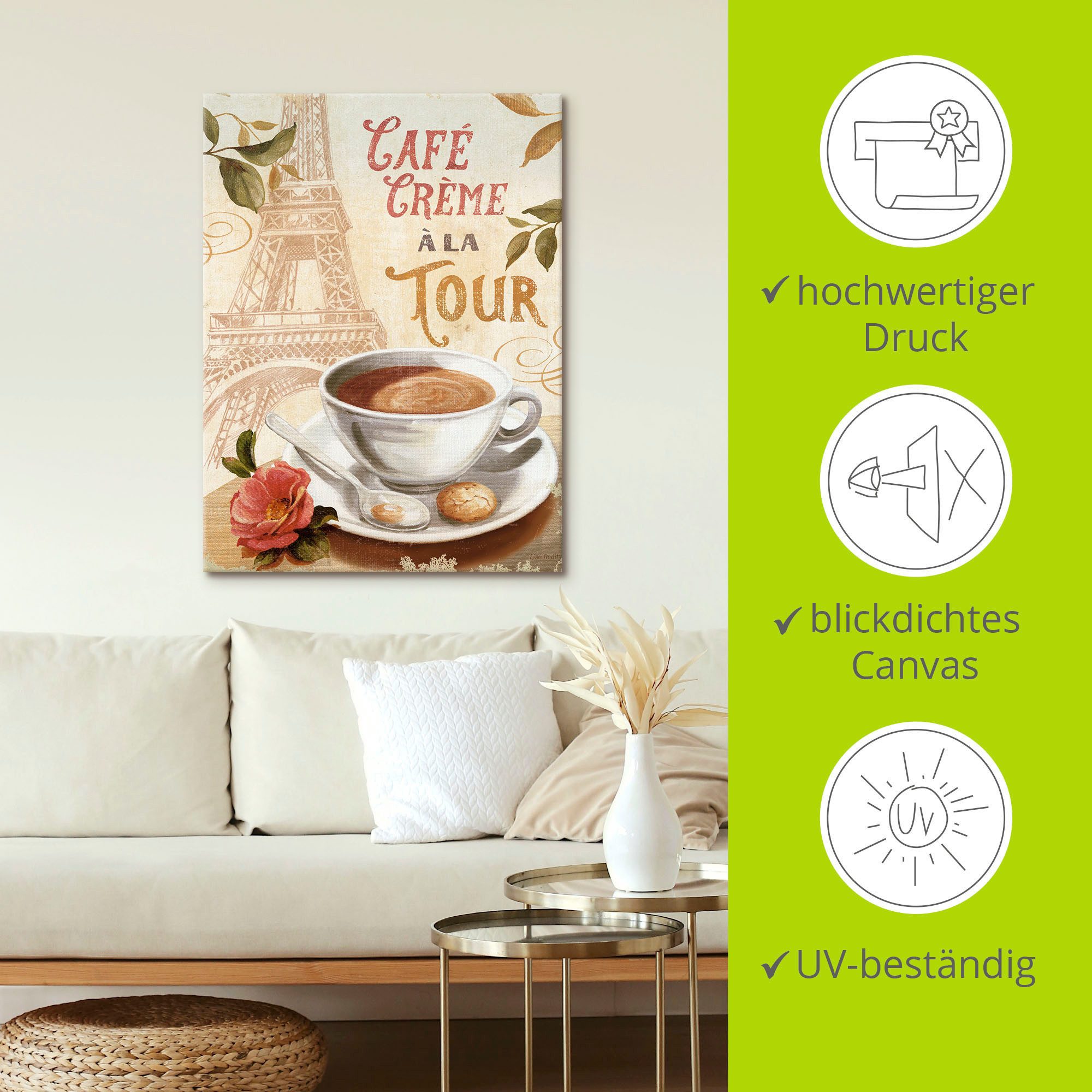 Artland Artprint op linnen Koffie in Europa II gespannen op een spieraam