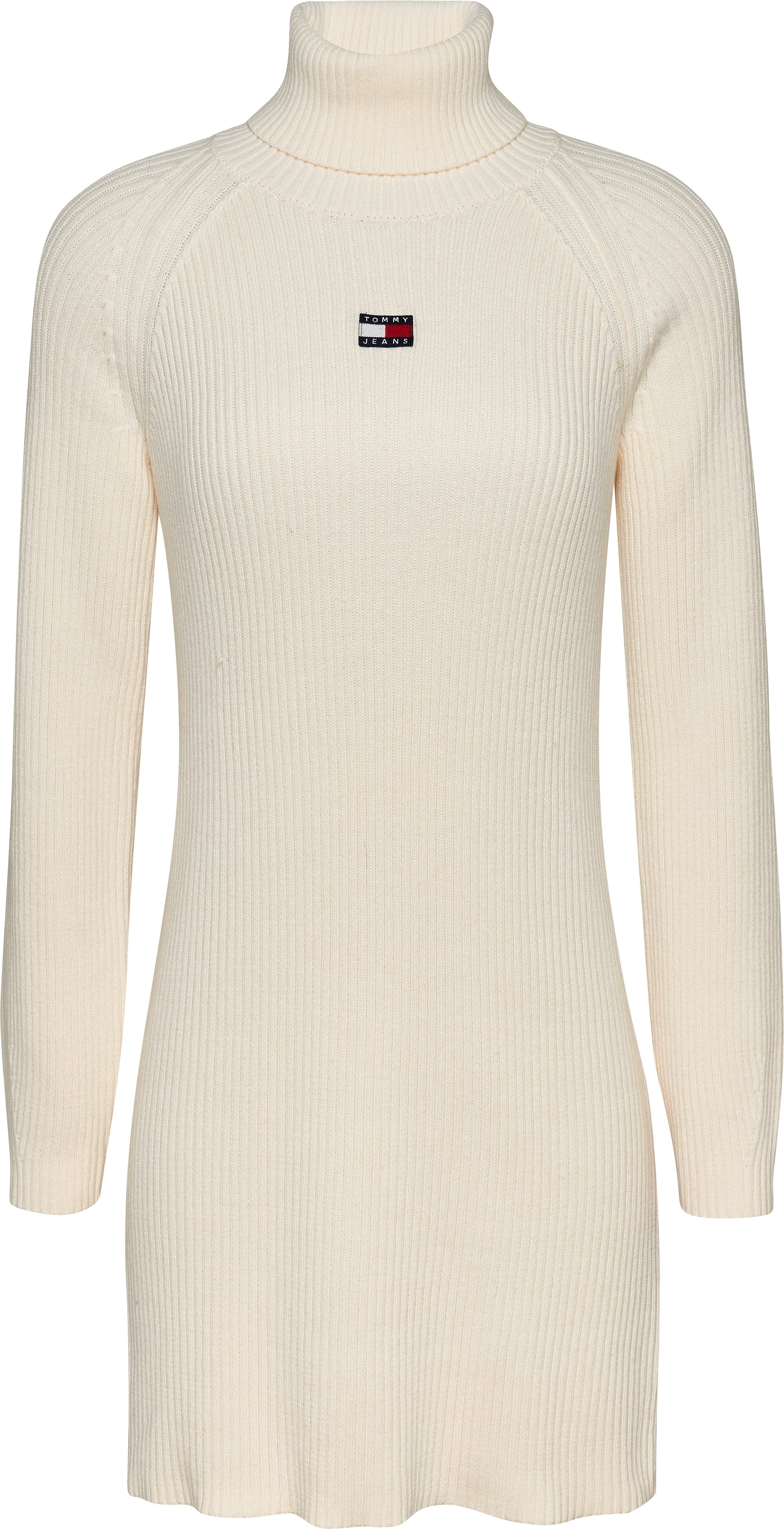 TOMMY JEANS Gebreide jurk TJW MOCKNECK BADGE SWEATER DRESS