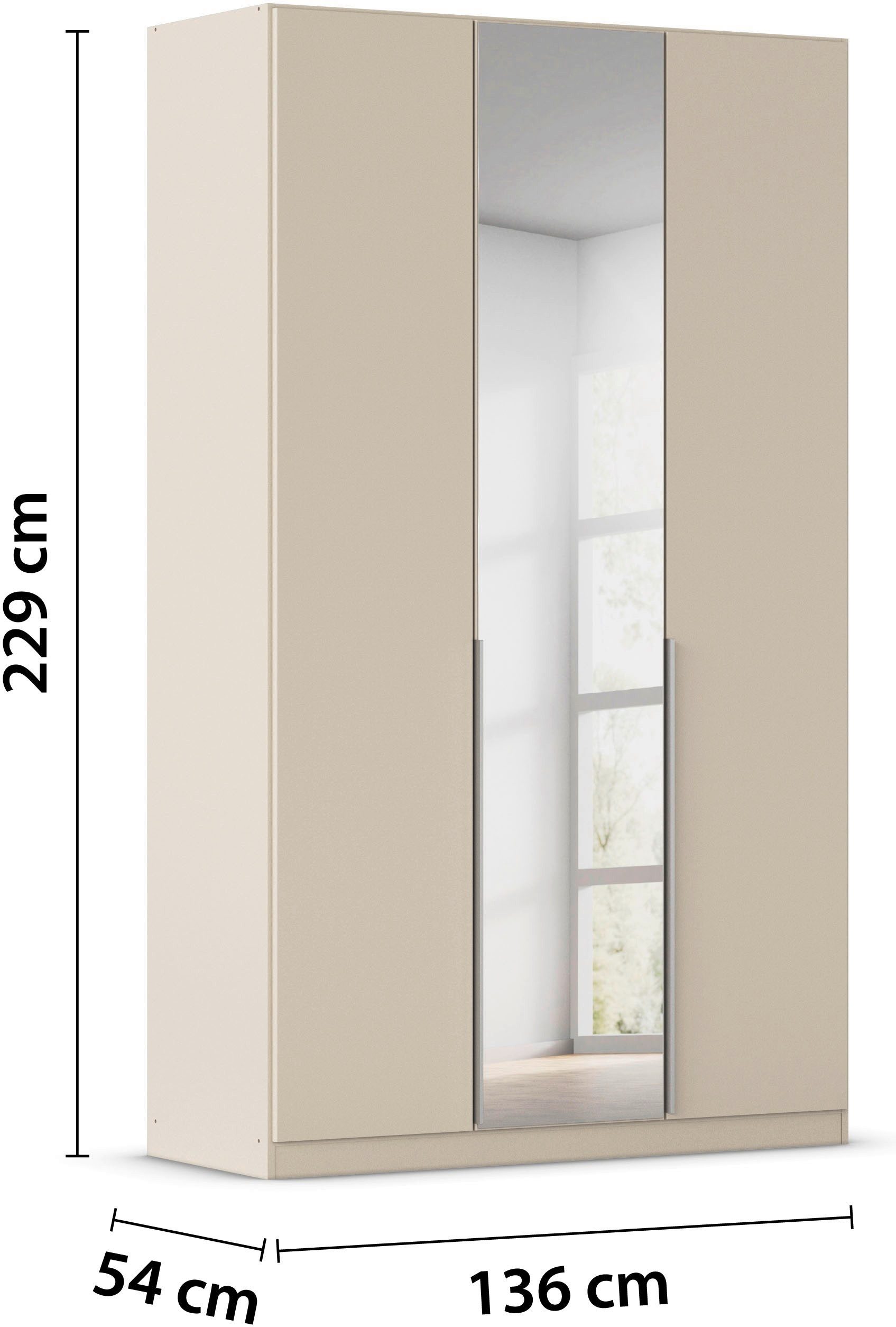 rauch Draaideurkast Kledingkast kast garderobe AGORDO met decor- of hoogglansfront doordachte binnenuitrusting, in 6 breedtes en 2 hoogtes made in germany