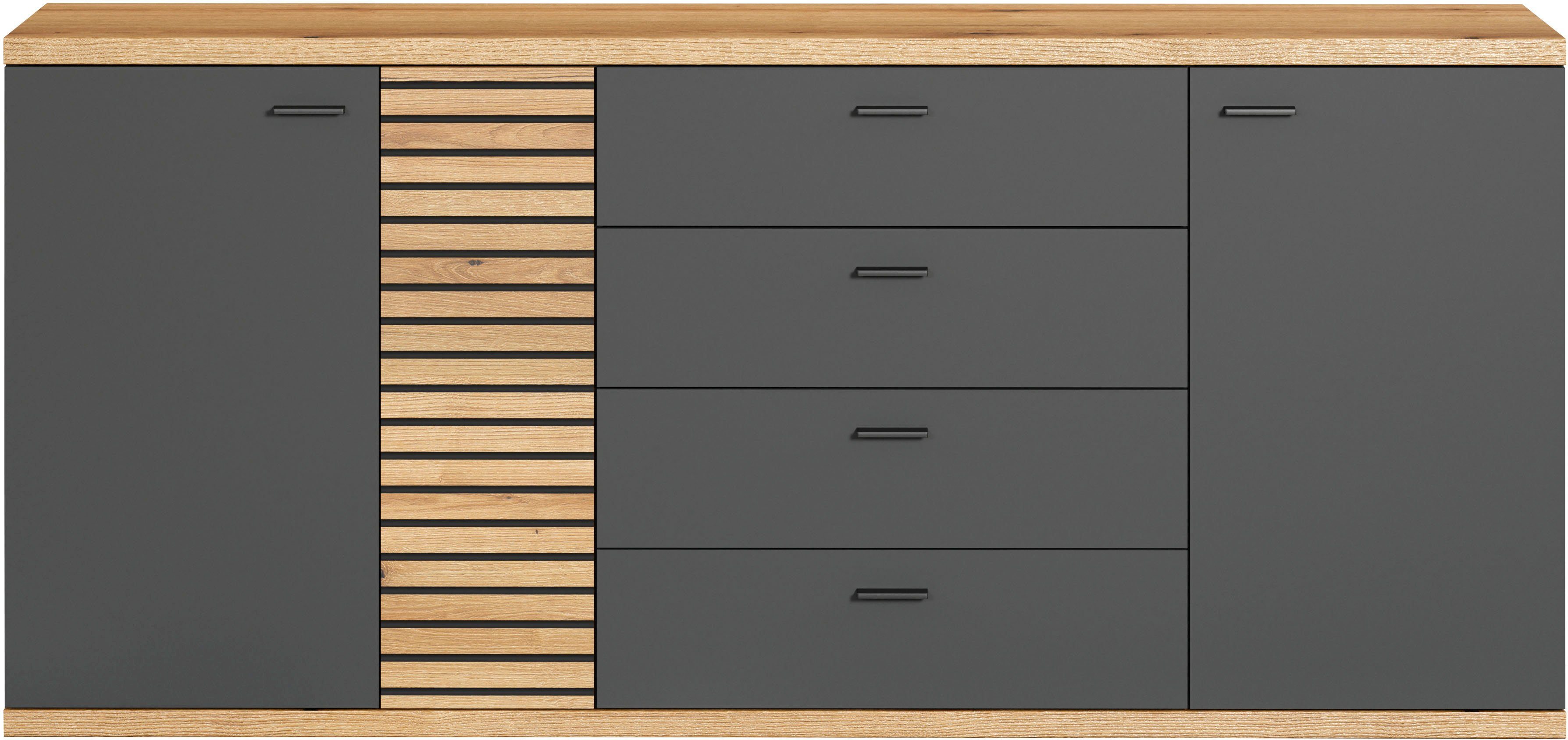 INOSIGN Dressoir GALWAY Commode met trendy ribbellook en Soft-Close - 186/42/85 cm