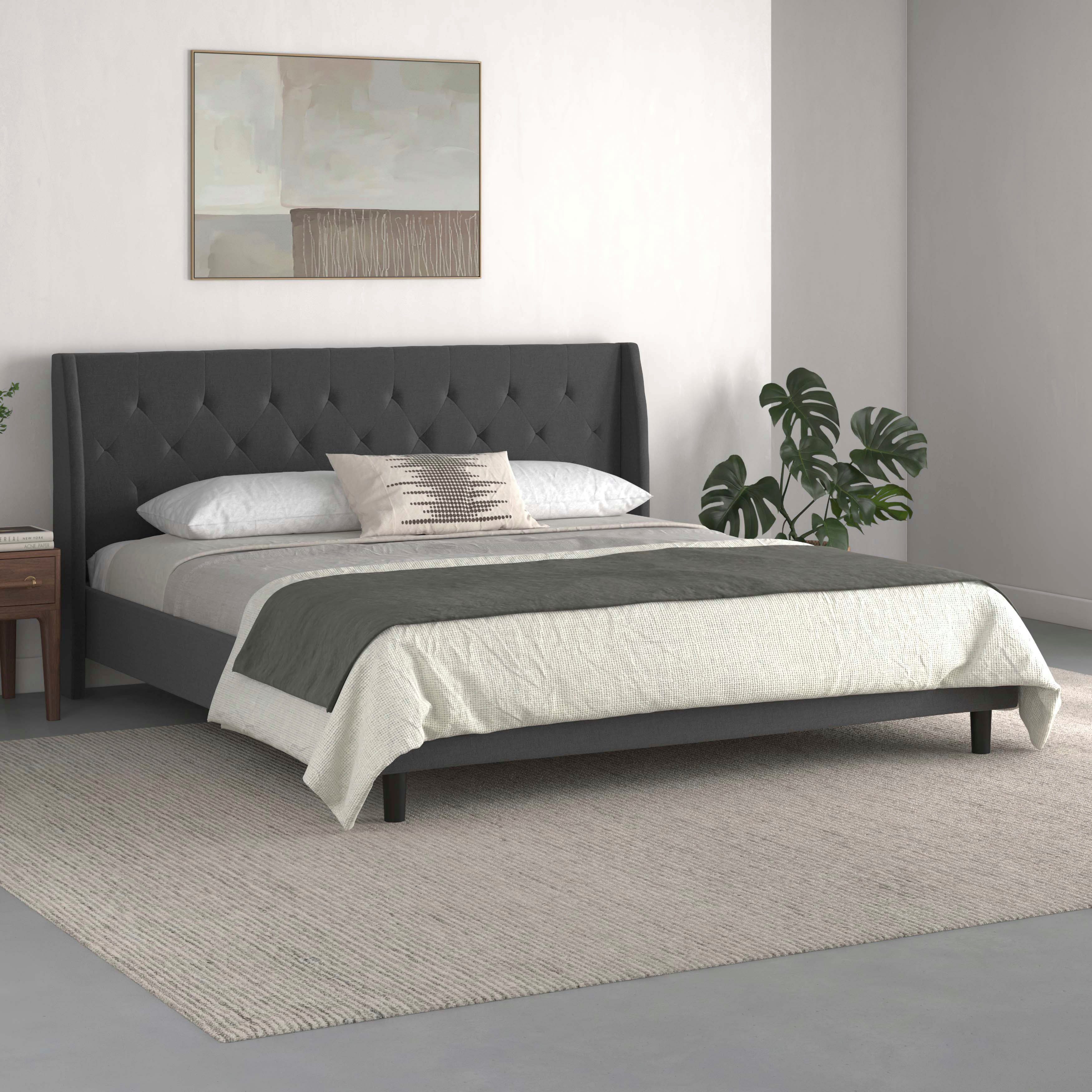 Home affaire Gestoffeerd bed Kempton met ruitencapitonnage, zacht verdikt, ligoppervlak 140x200 of 180x200 cm (1-delig) bedden grijs