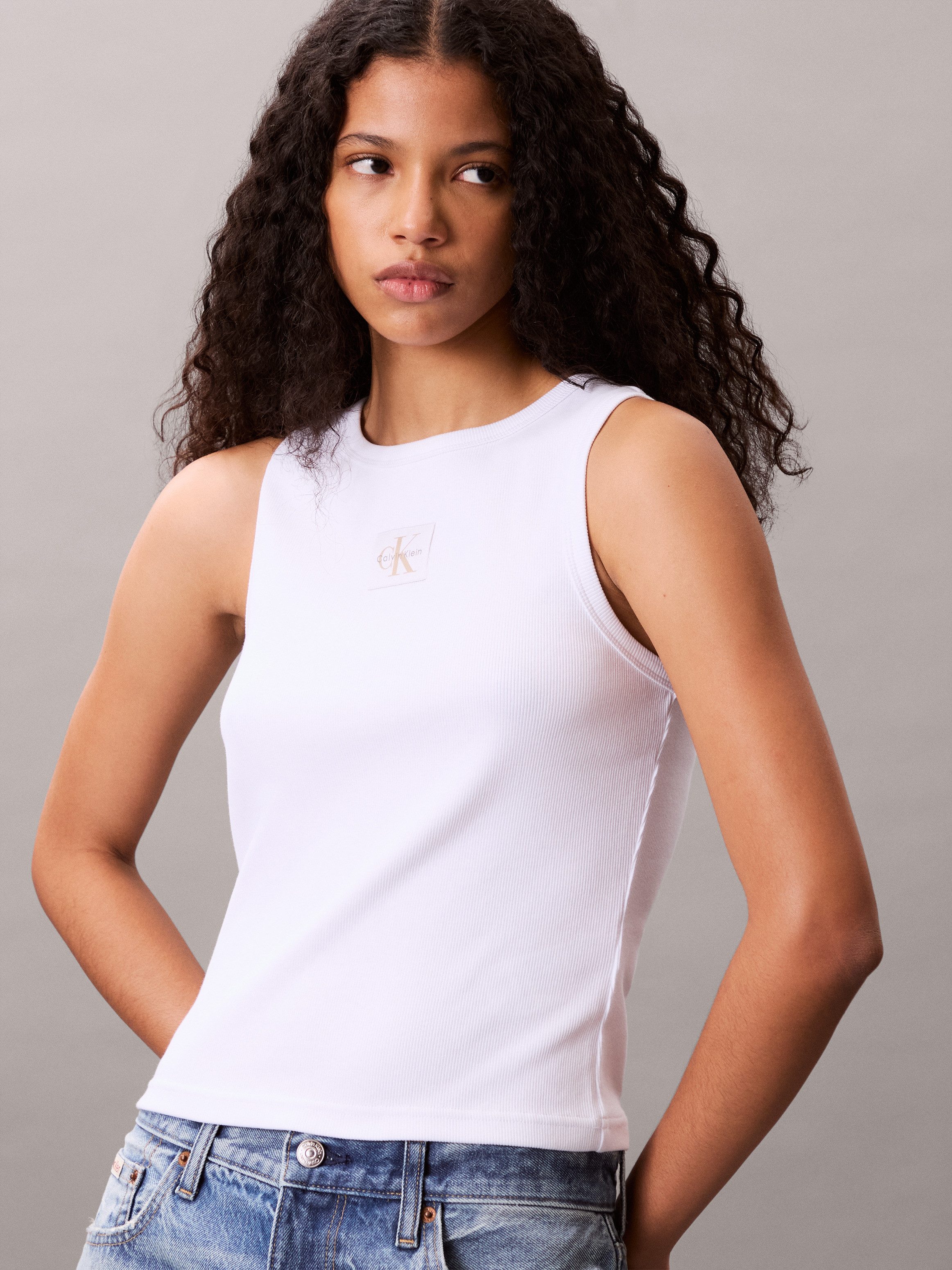 Calvin Klein Tanktop A - WVN LBL 2X2 CTTN