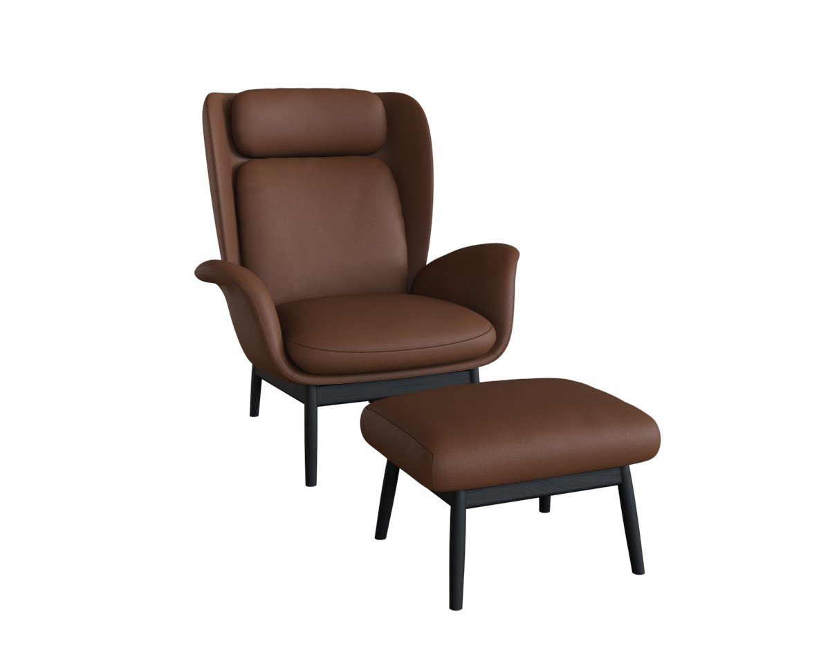 FLEXLUX Oorfauteuil Padova Stijl & comfort, organische vorm, geïntegreerde lendensteun, zwarte voet fauteuils bruin