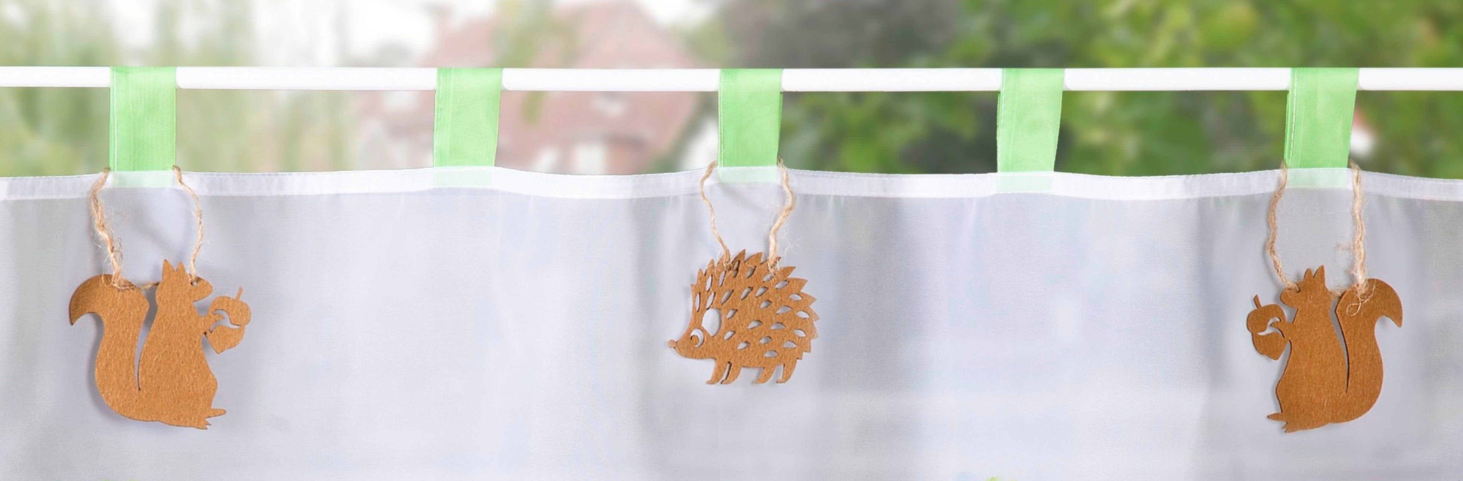 Weckbrodt Valletje Jara Bistro, voile, bedrukt, halfdoorzichtig, 3-laags hangers, gordijn, store (1 stuk)