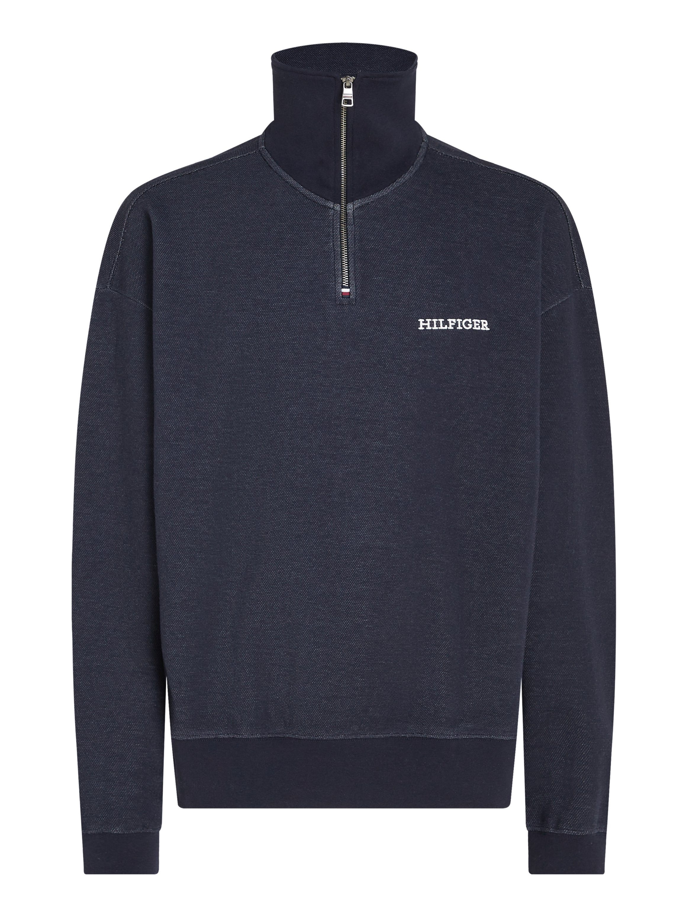 Tommy Hilfiger Sweatshirt MONOTYPE HONEYCOMB 1/4 ZIP Tommy Hilfiger vlag-borduursel op de rits en rug