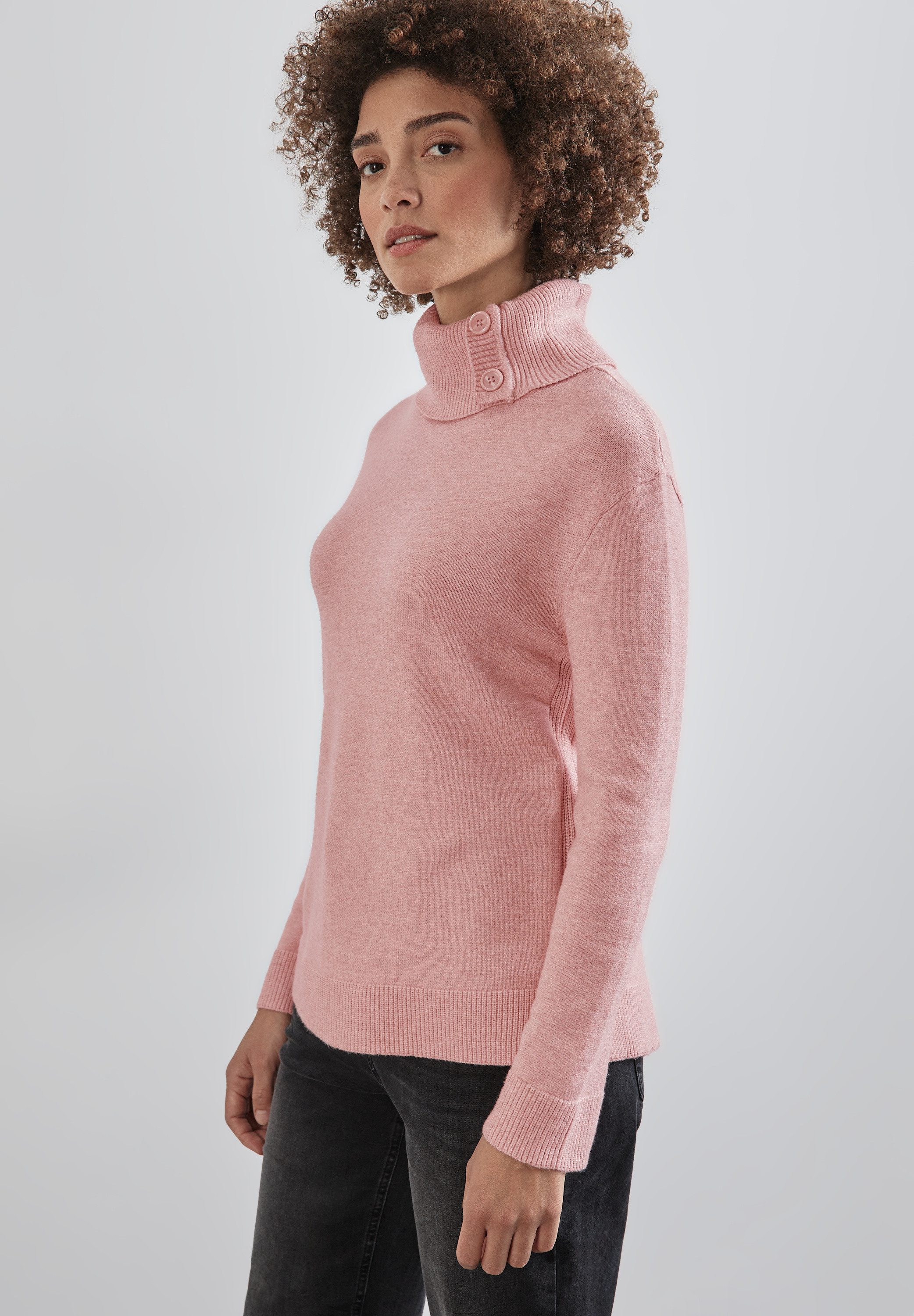 STREET ONE Gebreide trui Kraag met knoopdetail