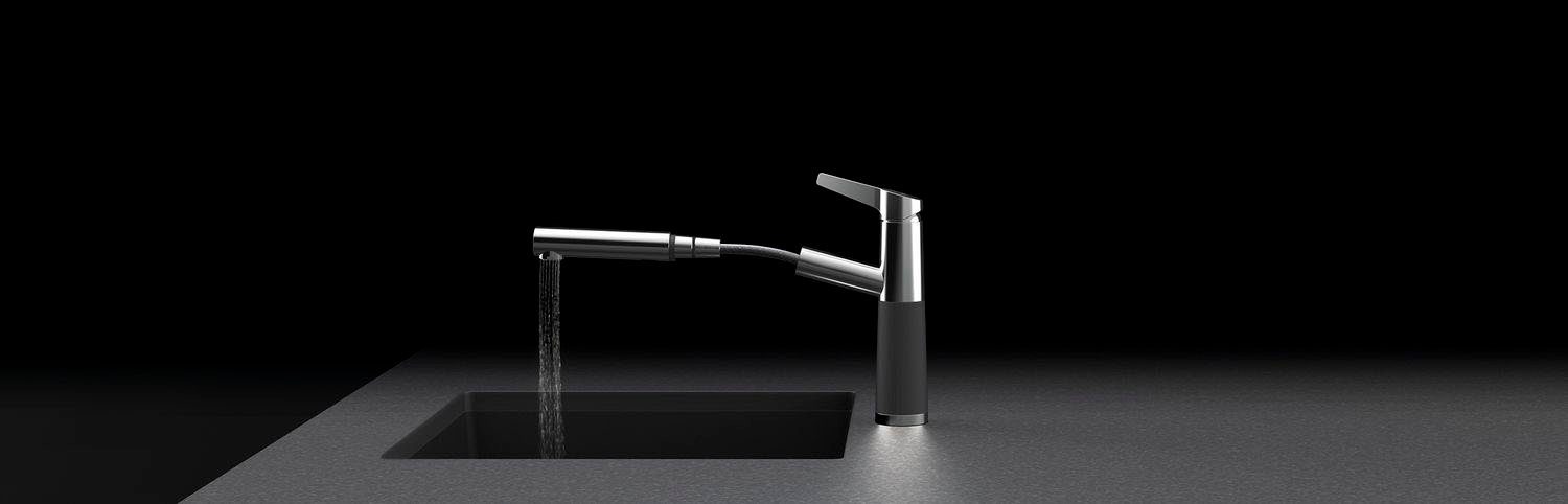 Schock Keukenkraan SC-510 SB uitschuifbaar, straal-douche, terugstroombegrenzer, draaibereik 120°