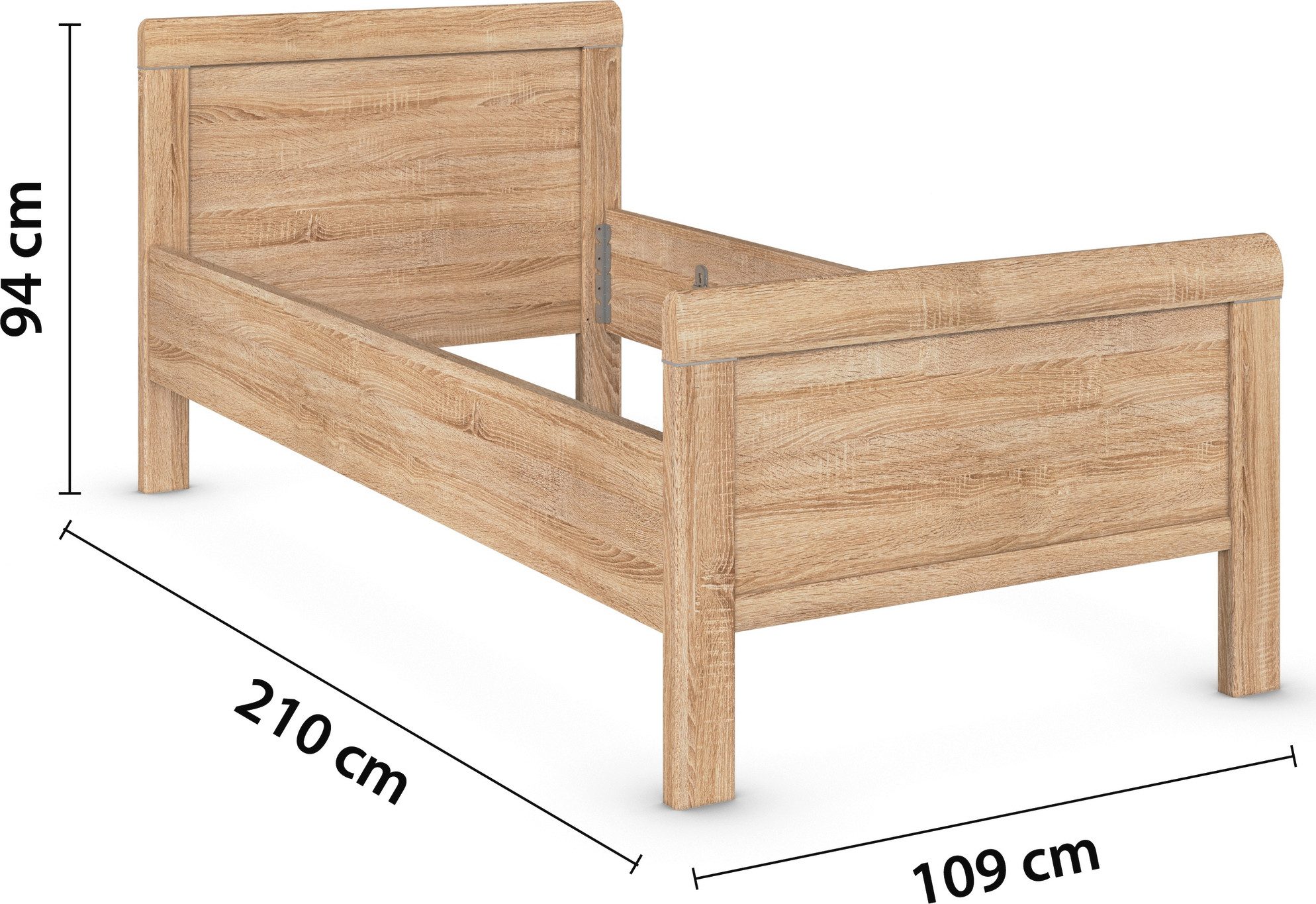 rauch Bed Eenpersoons Stollenbed EVELYN in comfortabele hoogte van houtmateriaal in elegante stijl made in germany