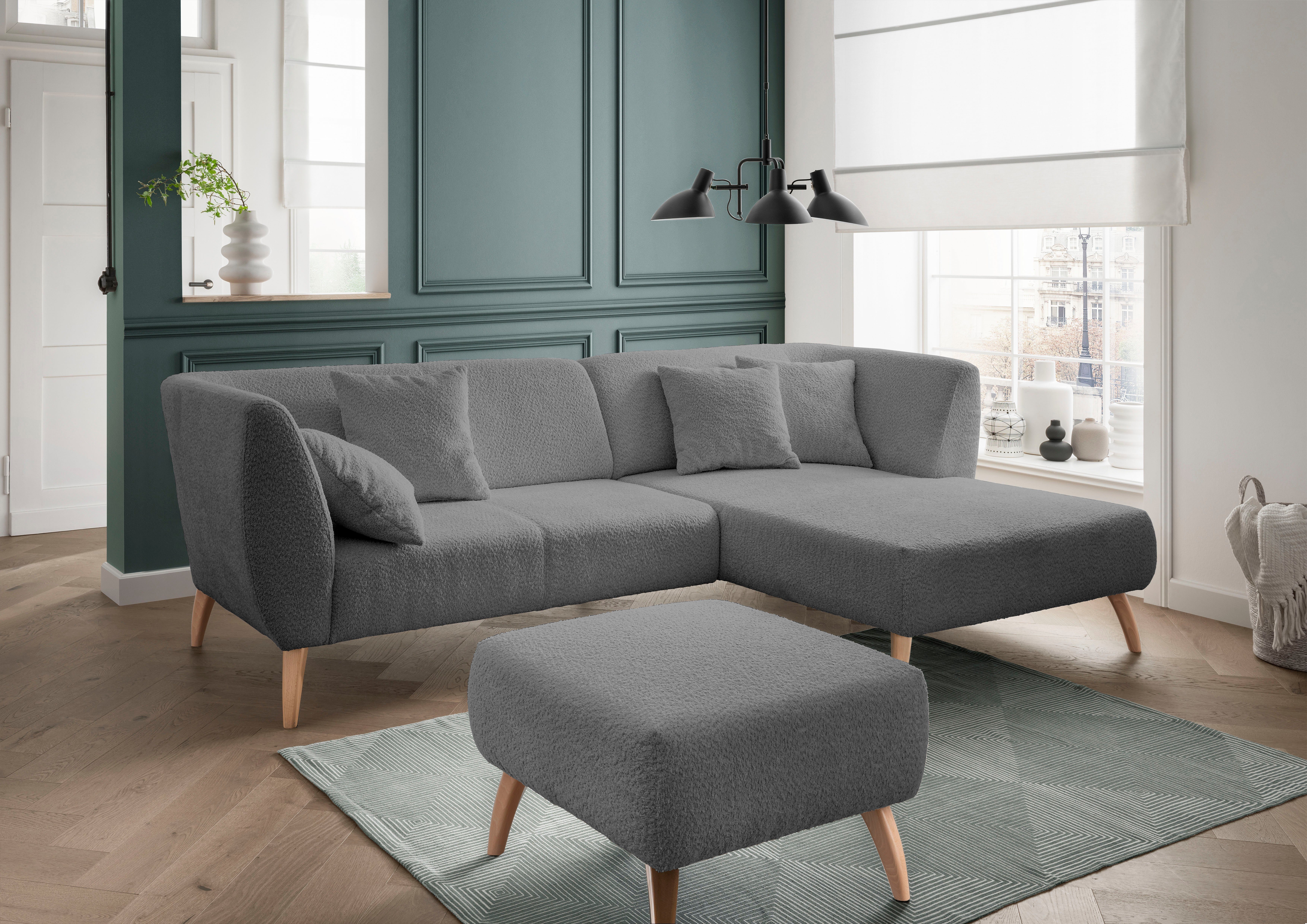 INOSIGN Hocker Colori Kleur houten poten naar keuze, verschillende stoffen, hoogwaardige stof
