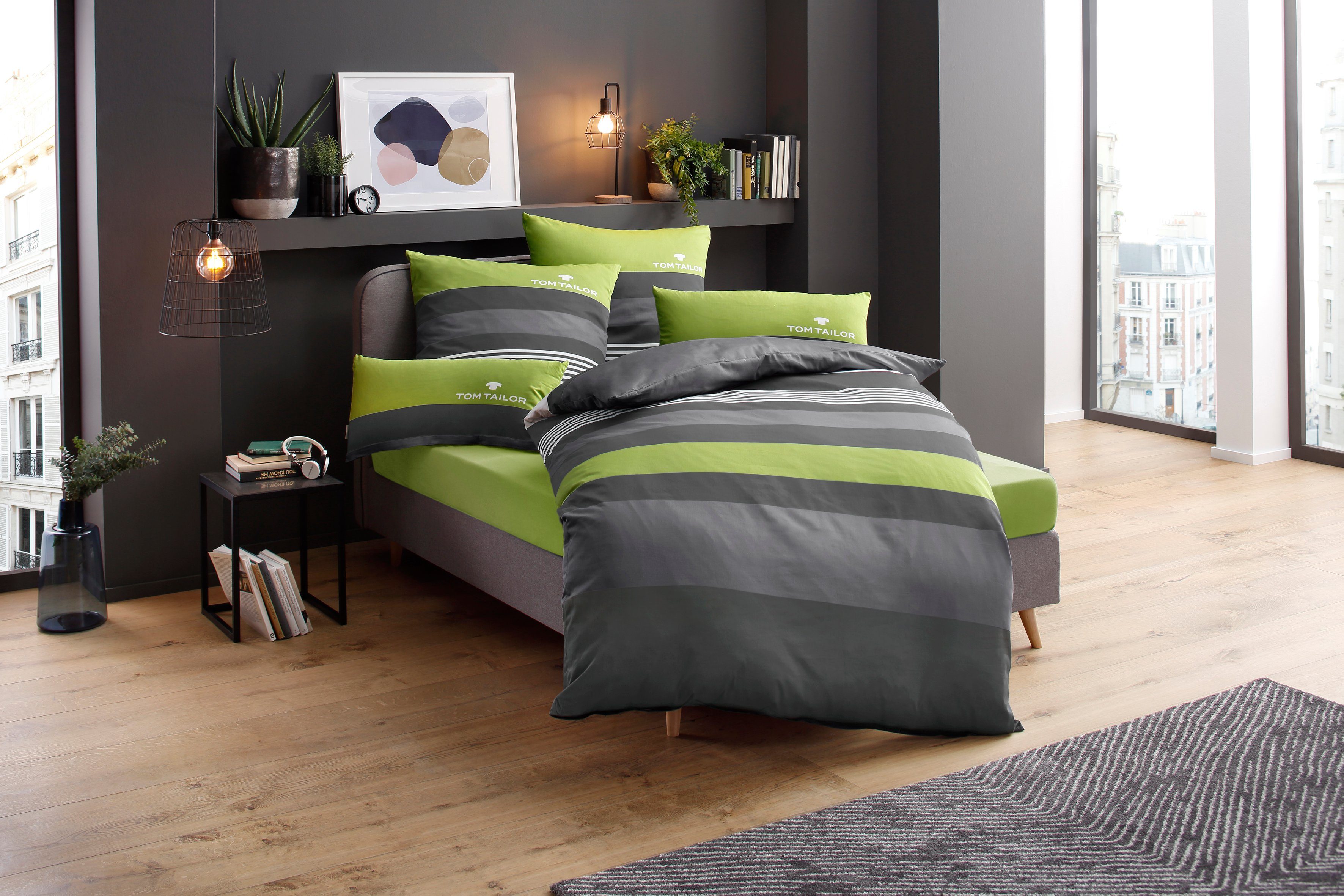 TOM TAILOR HOME Overtrekset Carl in mt. 135x200 of 155x220 cm met gratis geschenk: hoeslaken, 100% katoen, met ritssluiting