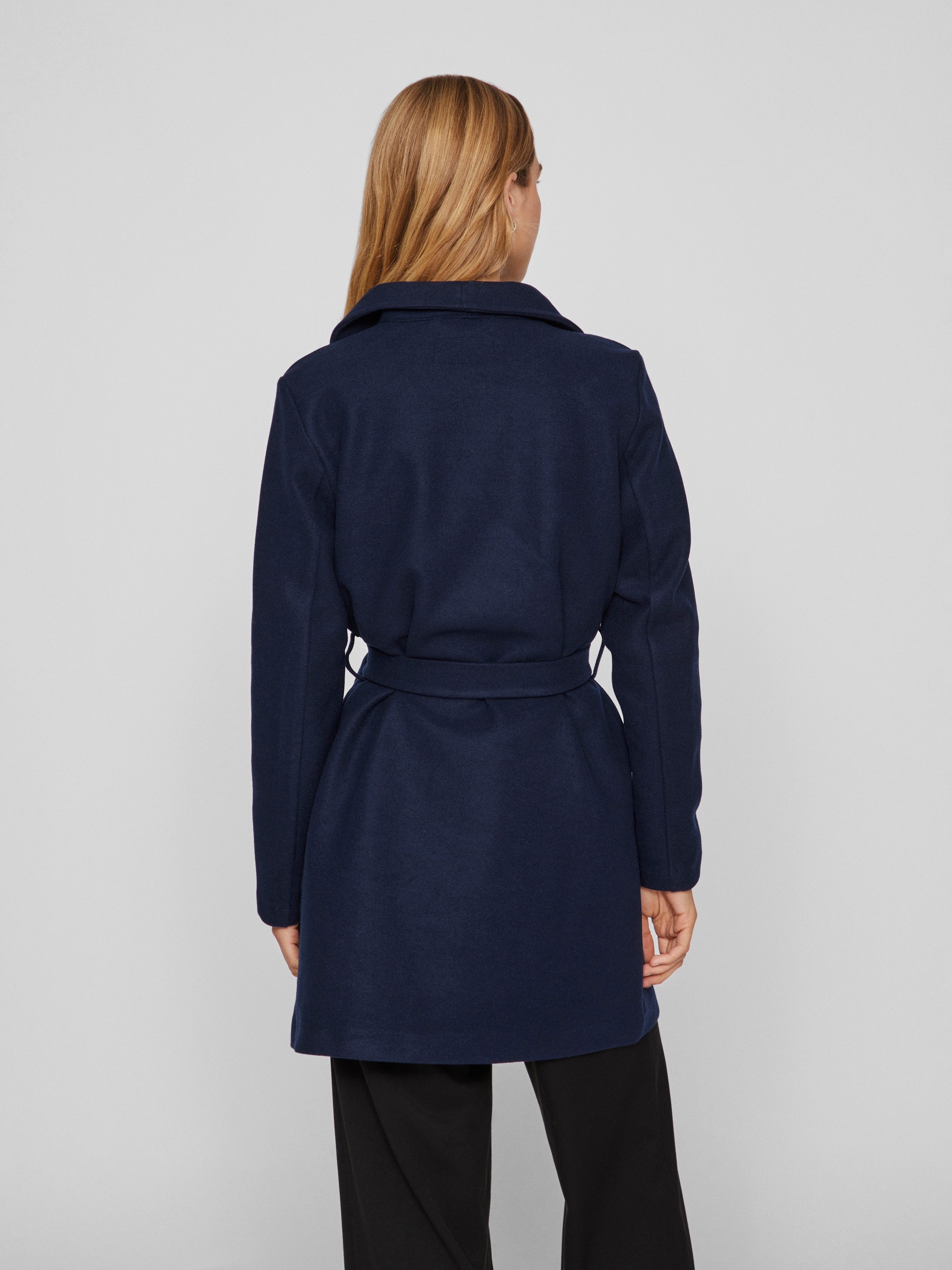 Vila Korte jas VICOOLEY COLLAR BELT COAT - NOOS