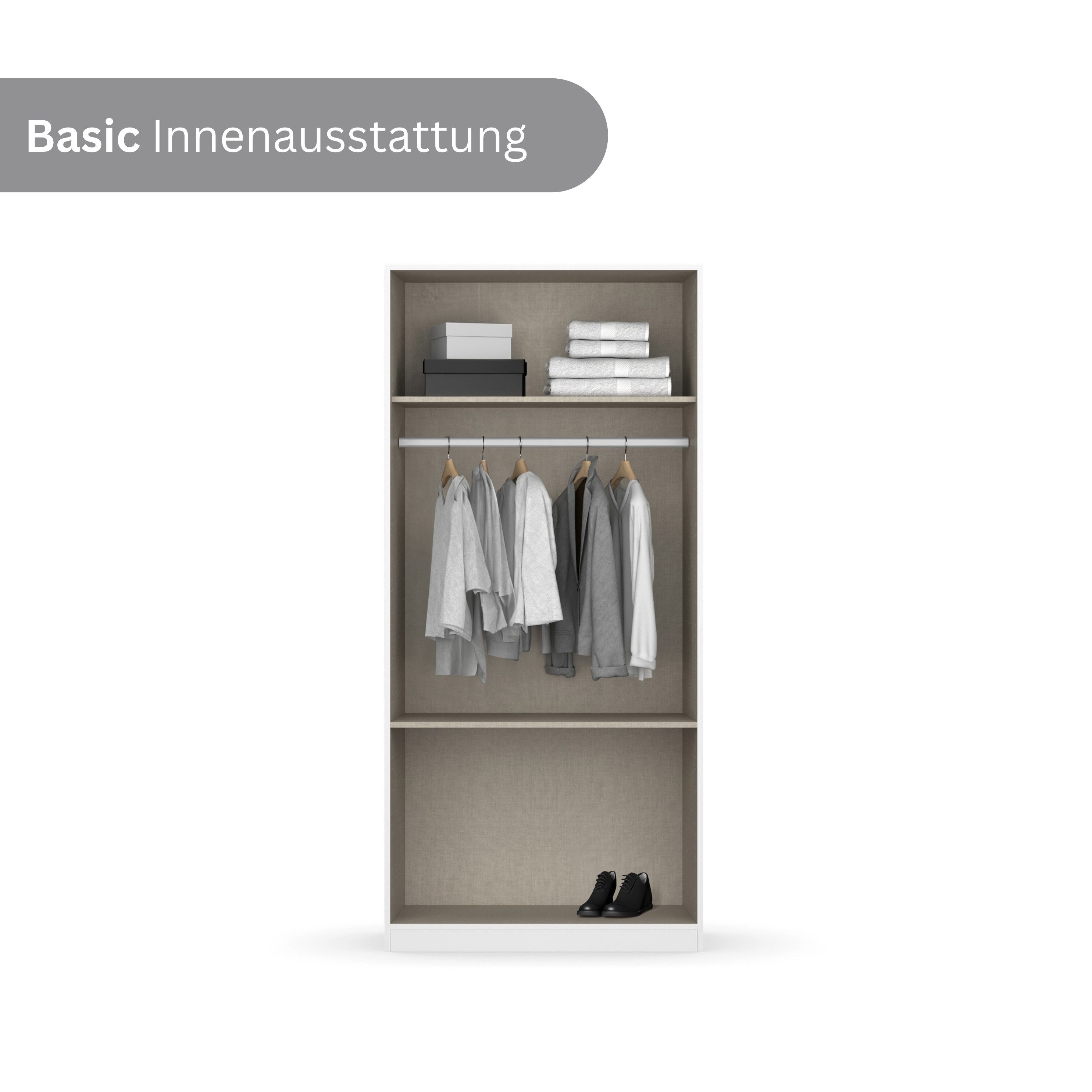 rauch Draaideurkast Kledingkast Kast Garderobe Wasmand COSTA in 3 Breedtes met spiegel, greeploos front en push-to-open functie made in germany