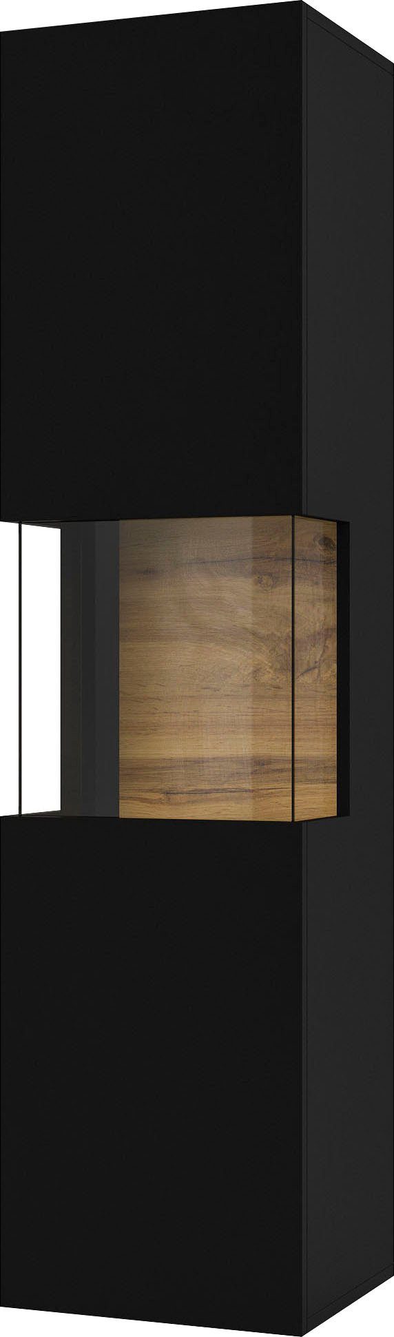 INOSIGN Vitrinekast Ava, breedte 36 cm, hangend en staand te monteren moderne greeploze vitrinekast, hoge kast met hoekverglazing