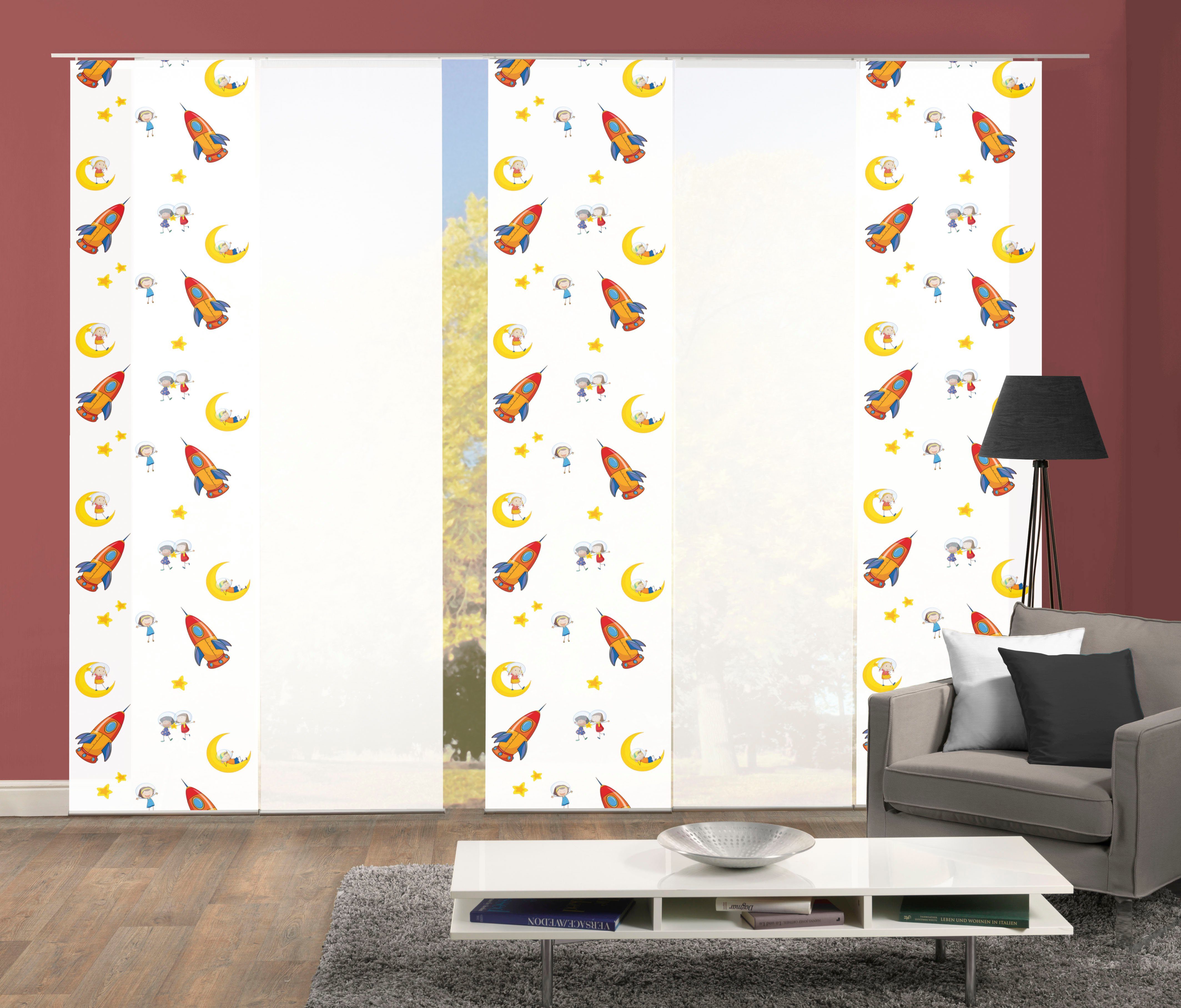 HOME WOHNIDEEN Paneelgordijn LUNARO Paneelgordijn Digi 5-delige set LUNARO (5 stuks) paneelgordijnen multicolor