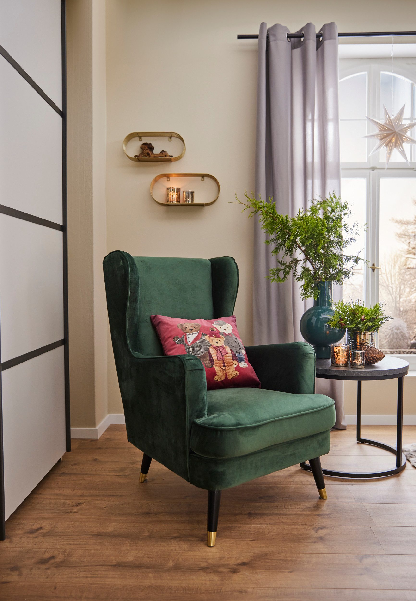 Home affaire Oorfauteuil ZILLER, TV-stoel, vrij in de ruimte te plaatsen, in cord en fluweel