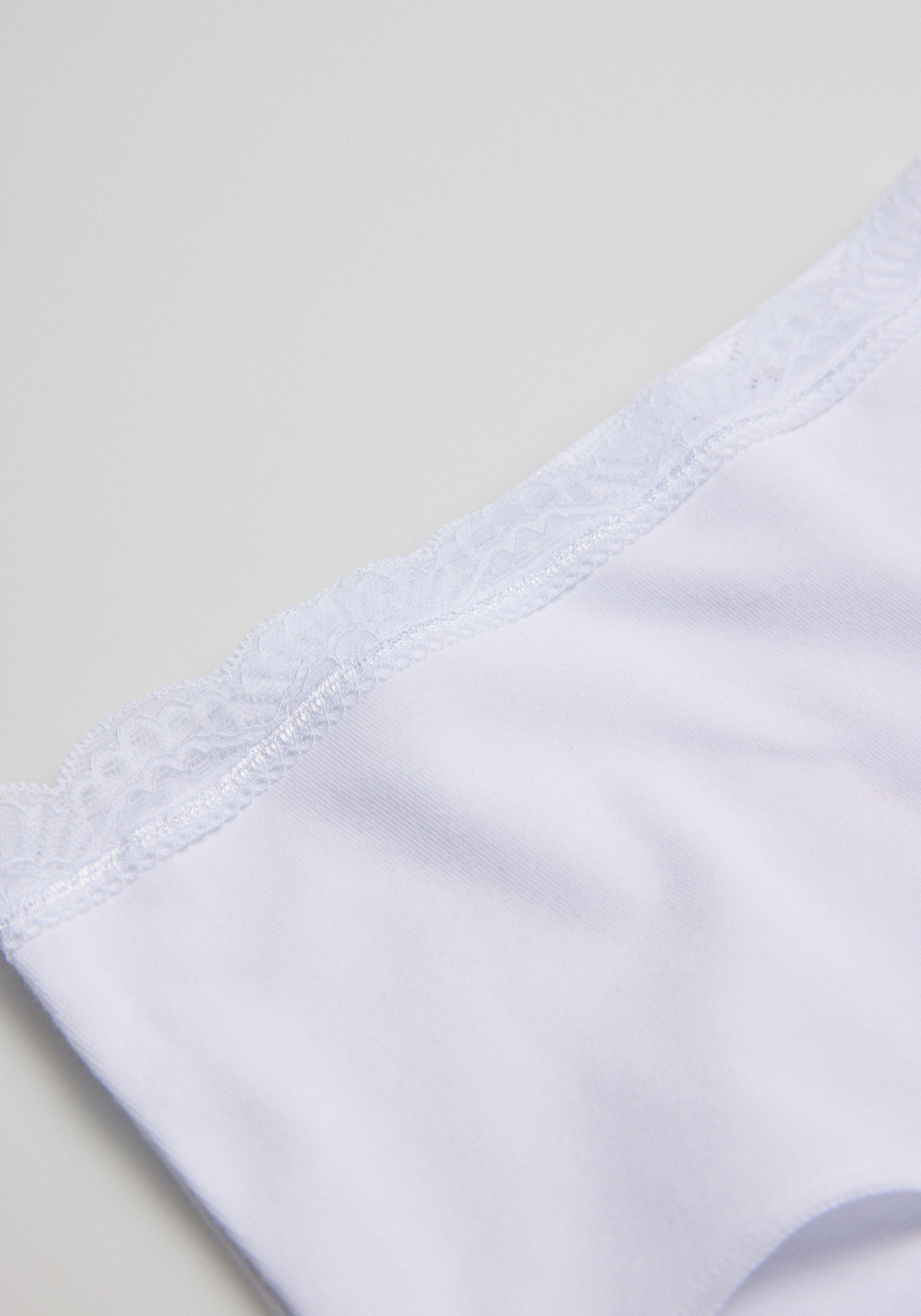 YSABEL MORA Tailleslip BASIC COLLECTION COTTON WITH LACE hoog uitgesneden en verfijnd met delicate kant (Set van 3)