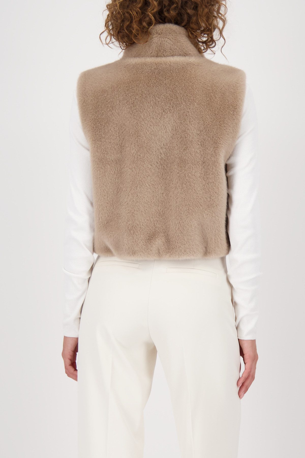 Monari Mouwloos vest van imitatiebont Vest faux fur Regular fit met ronde hals