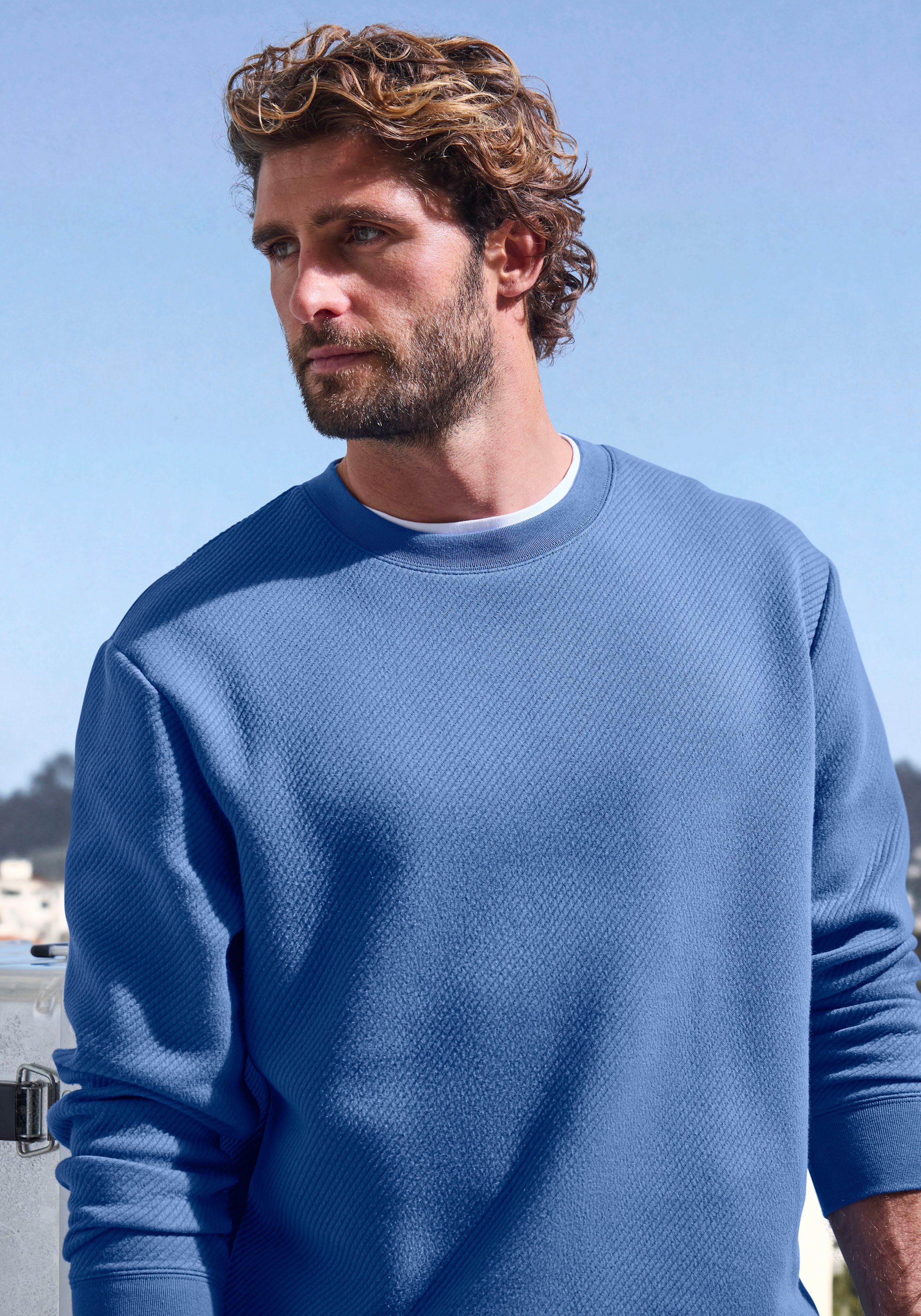 John Devin Sweatshirt Lange mouwen, sweatshirt met structuur, ronde hals, katoenmix